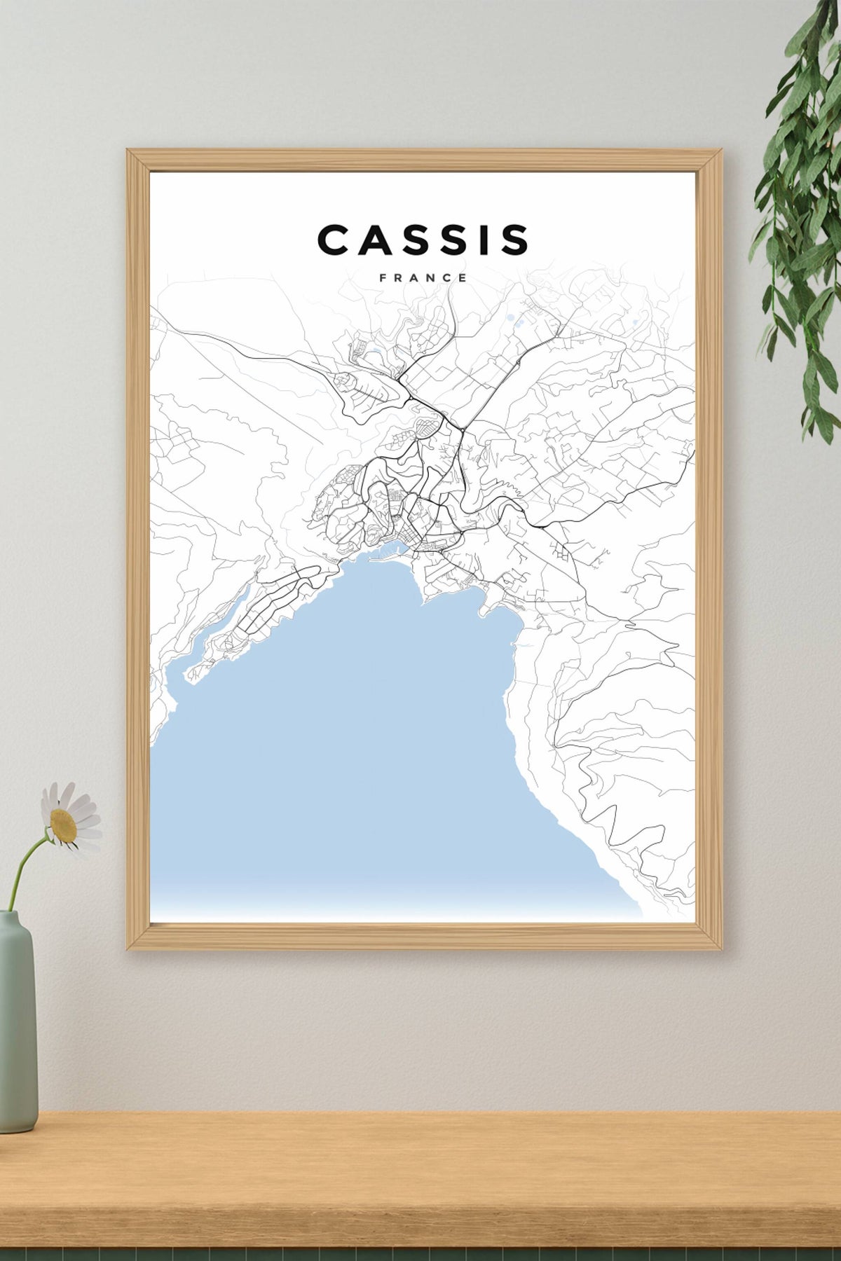 Affiche de Cassis, carte design minimaliste | Afich