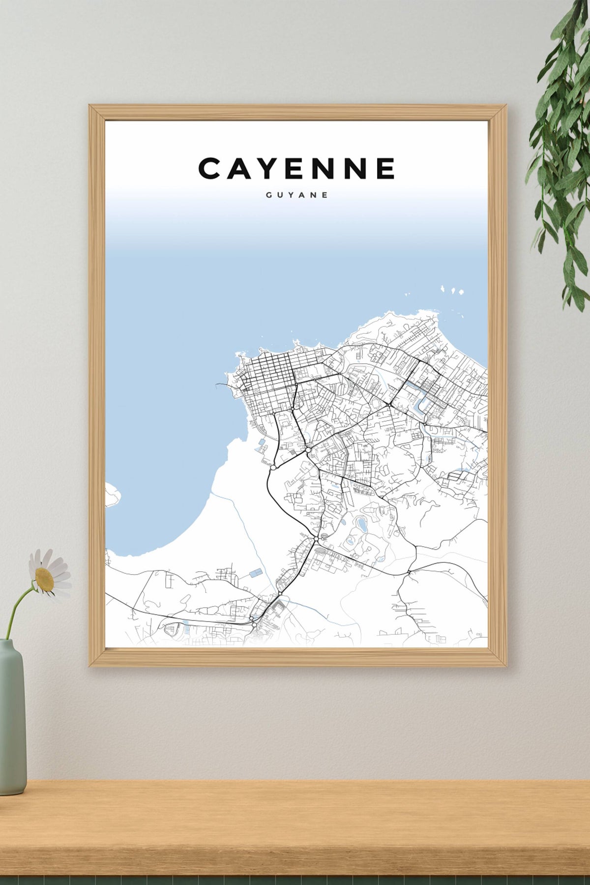 Affiche de Cayenne, poster plan de ville | Afich