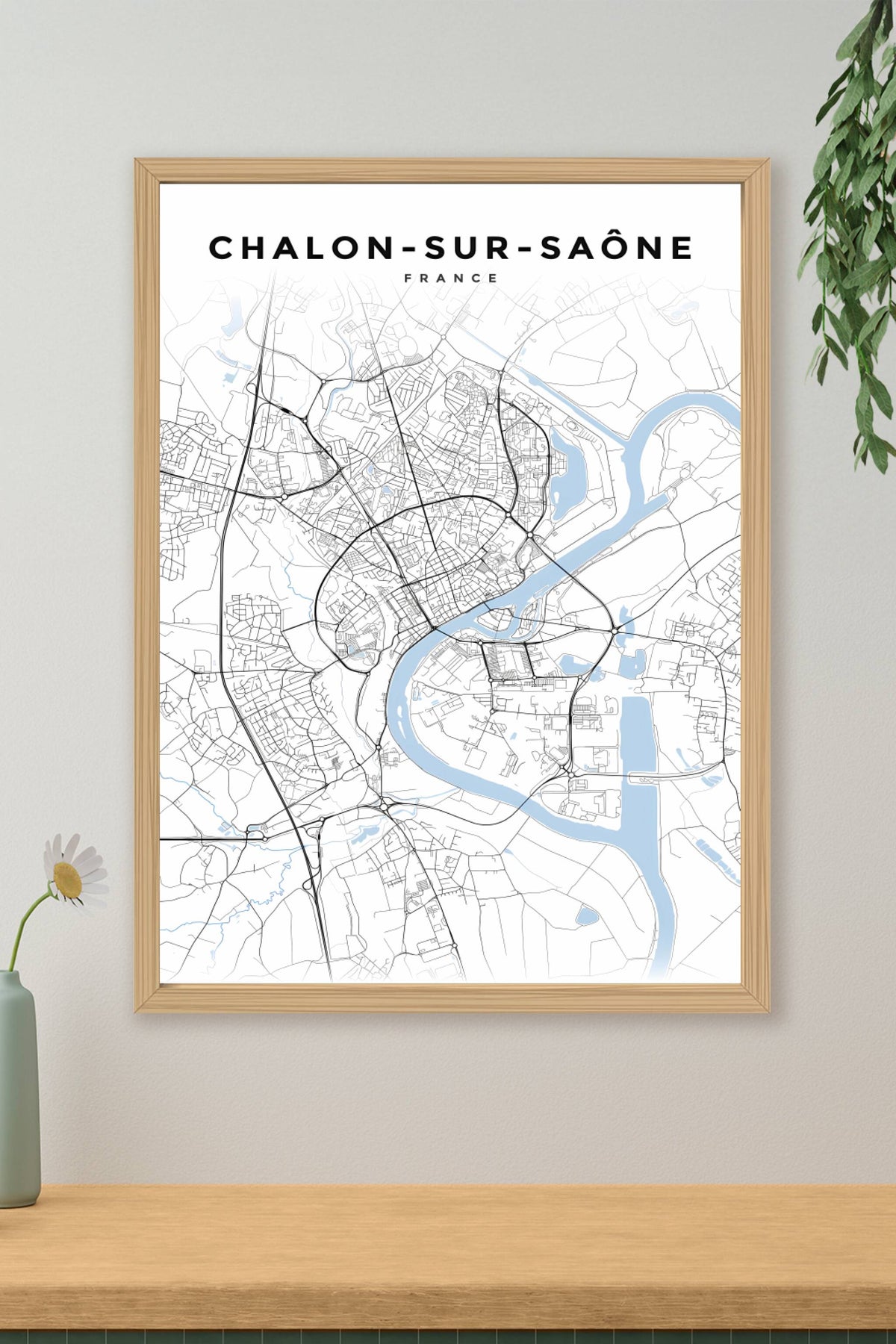 Affiche de Chalon-sur-Saône, poster plan urbain | Afich