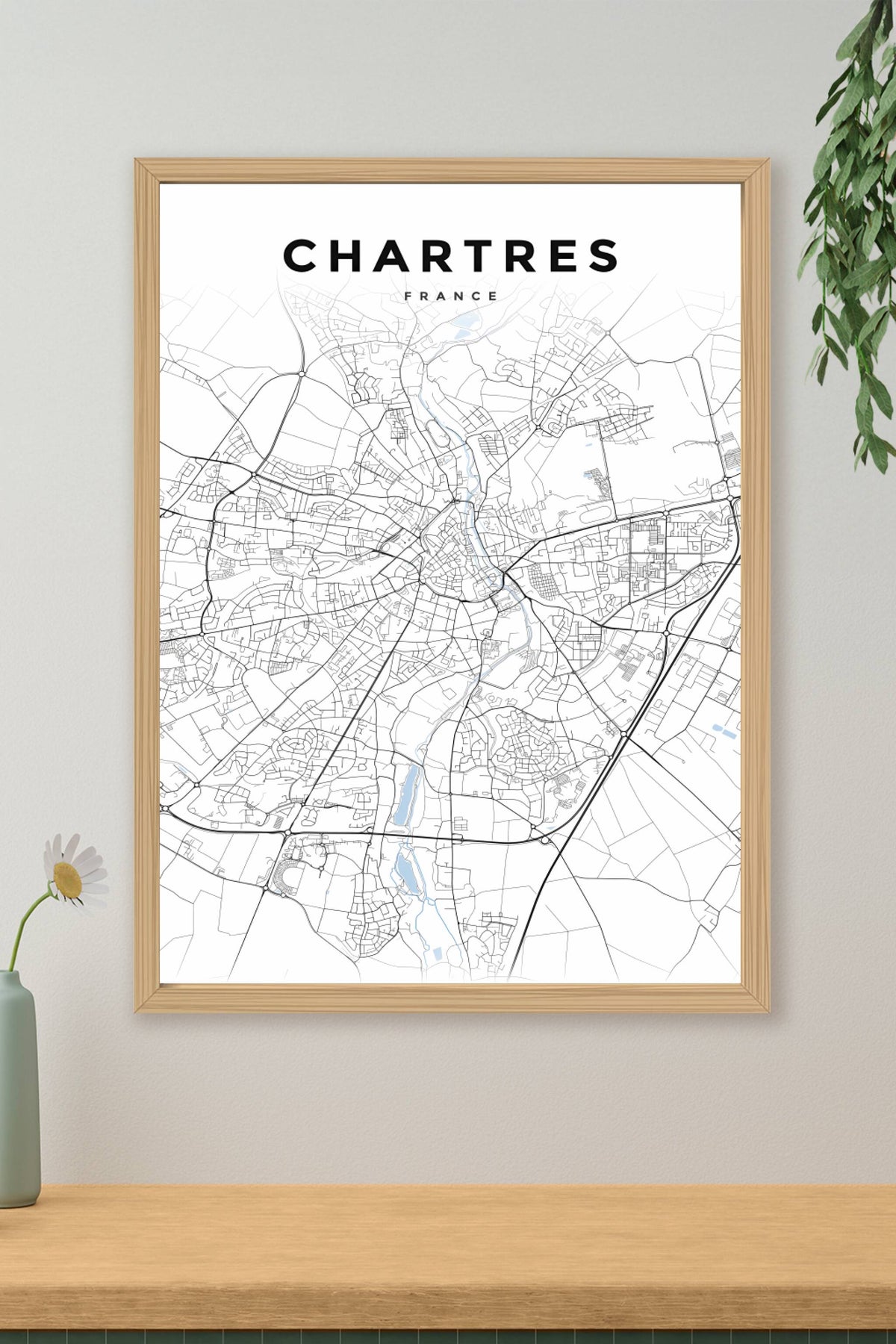 Affiche de Chartres, poster carte urbaine | Afich