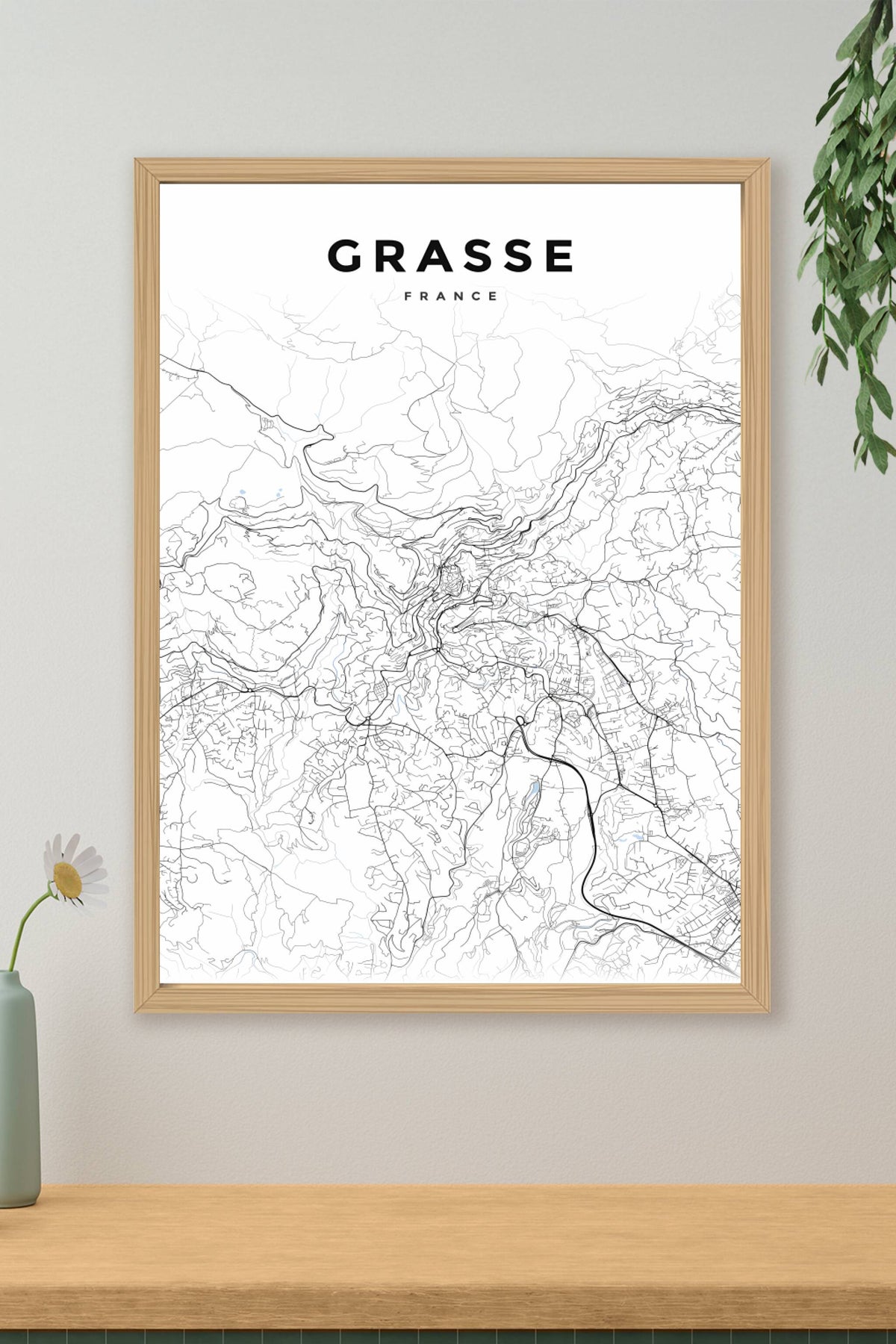 Affiche de Grasse, poster plan de ville | Afich