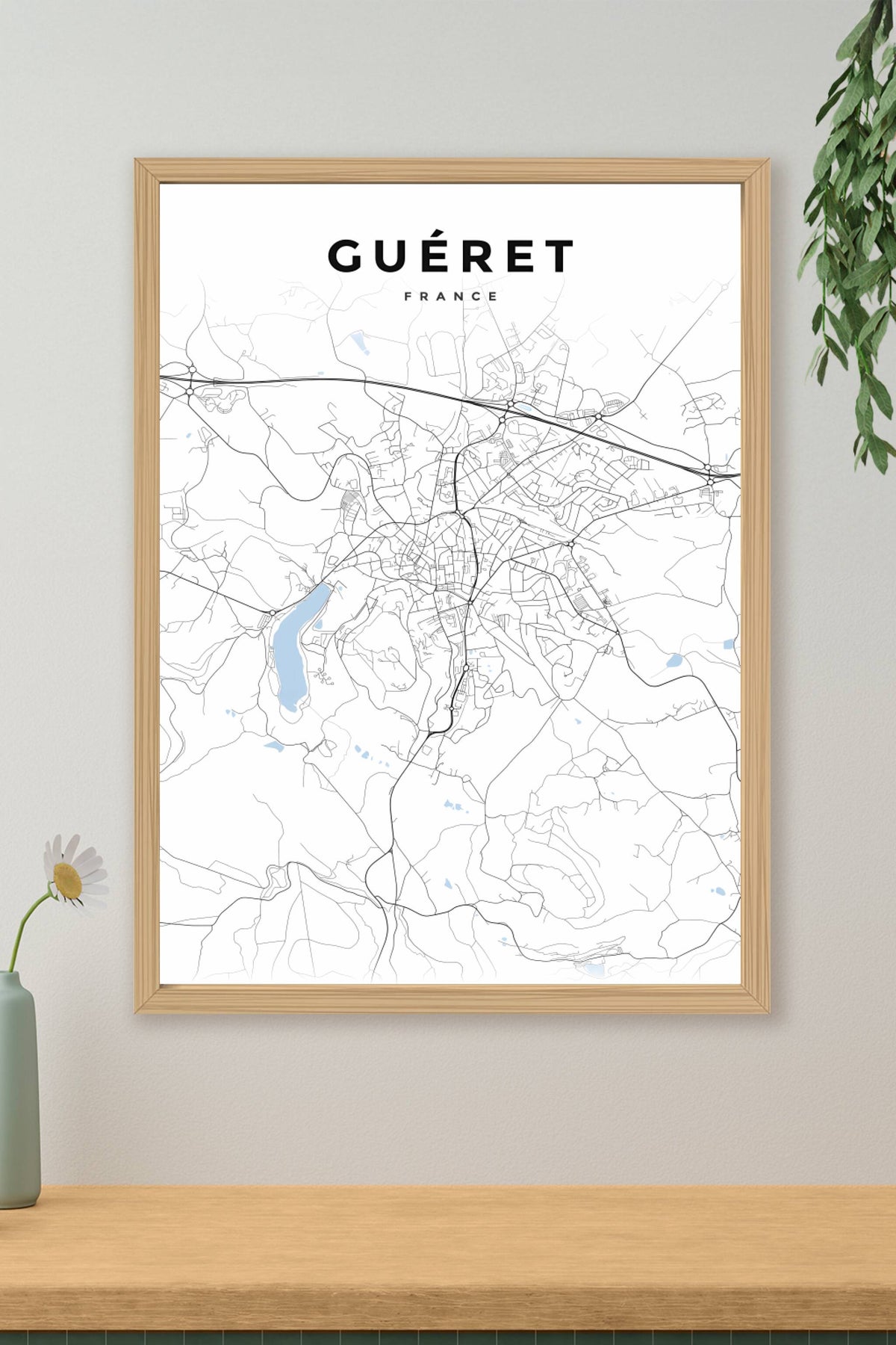Affiche de Guéret, poster plan de ville | Afich