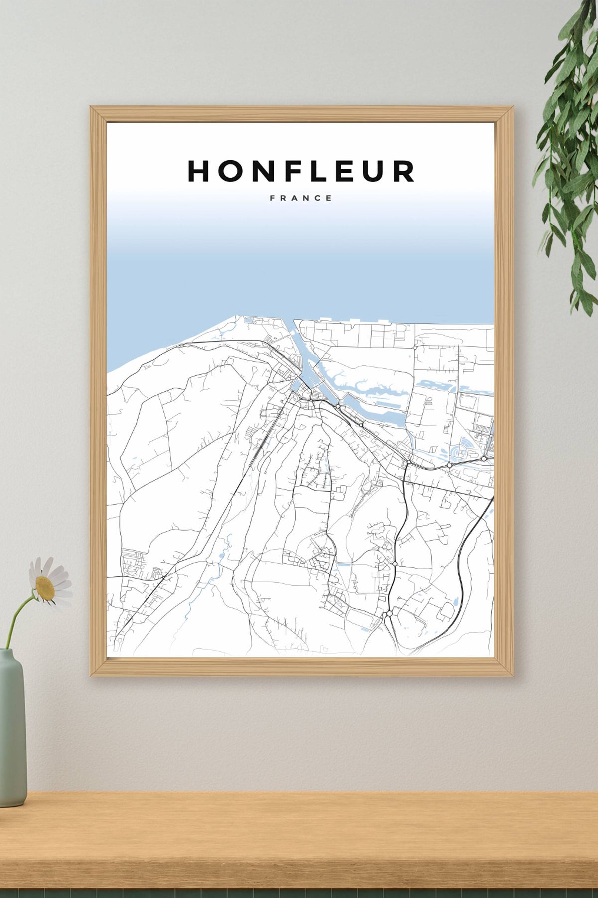 Affiche d'Honfleur, poster plan de ville | Afich