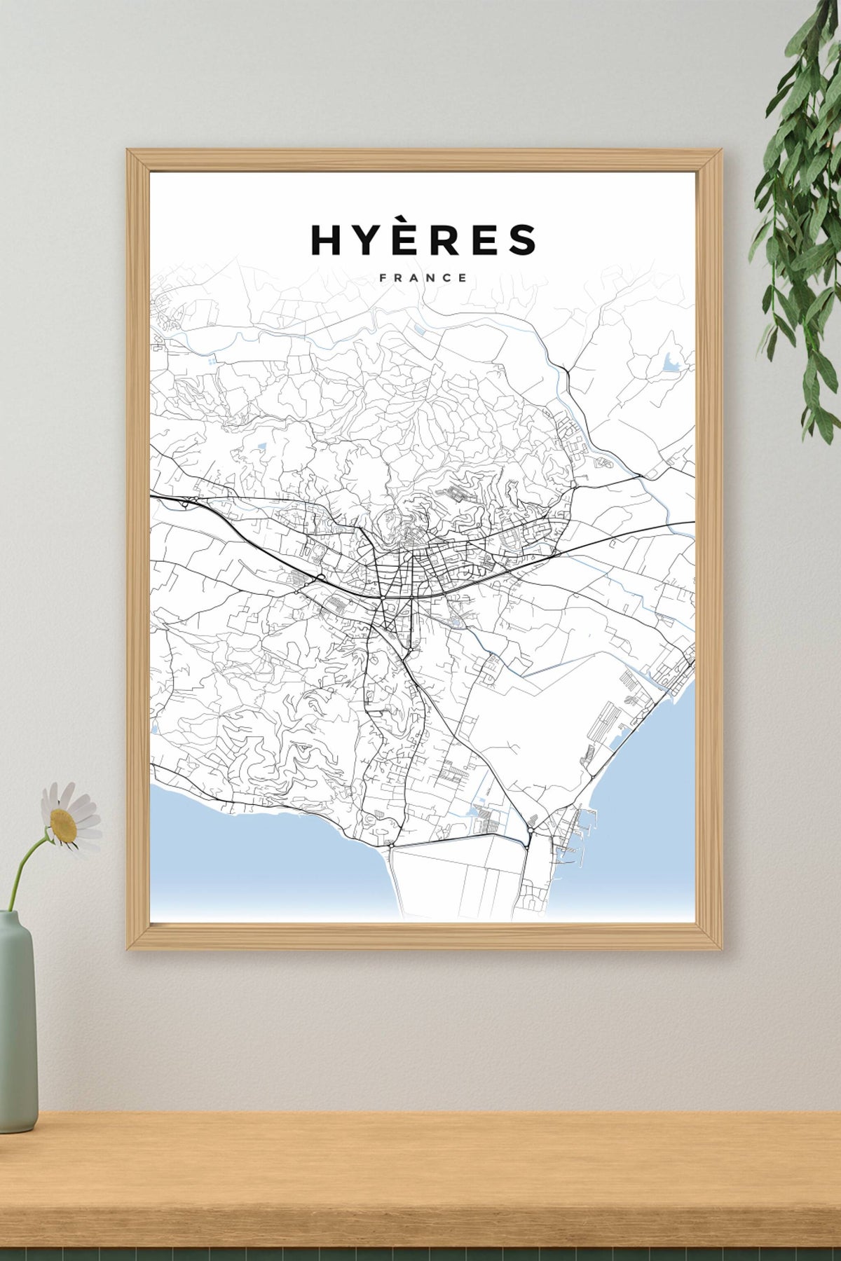 Affiche d'Hyères, poster plan de ville | Afich