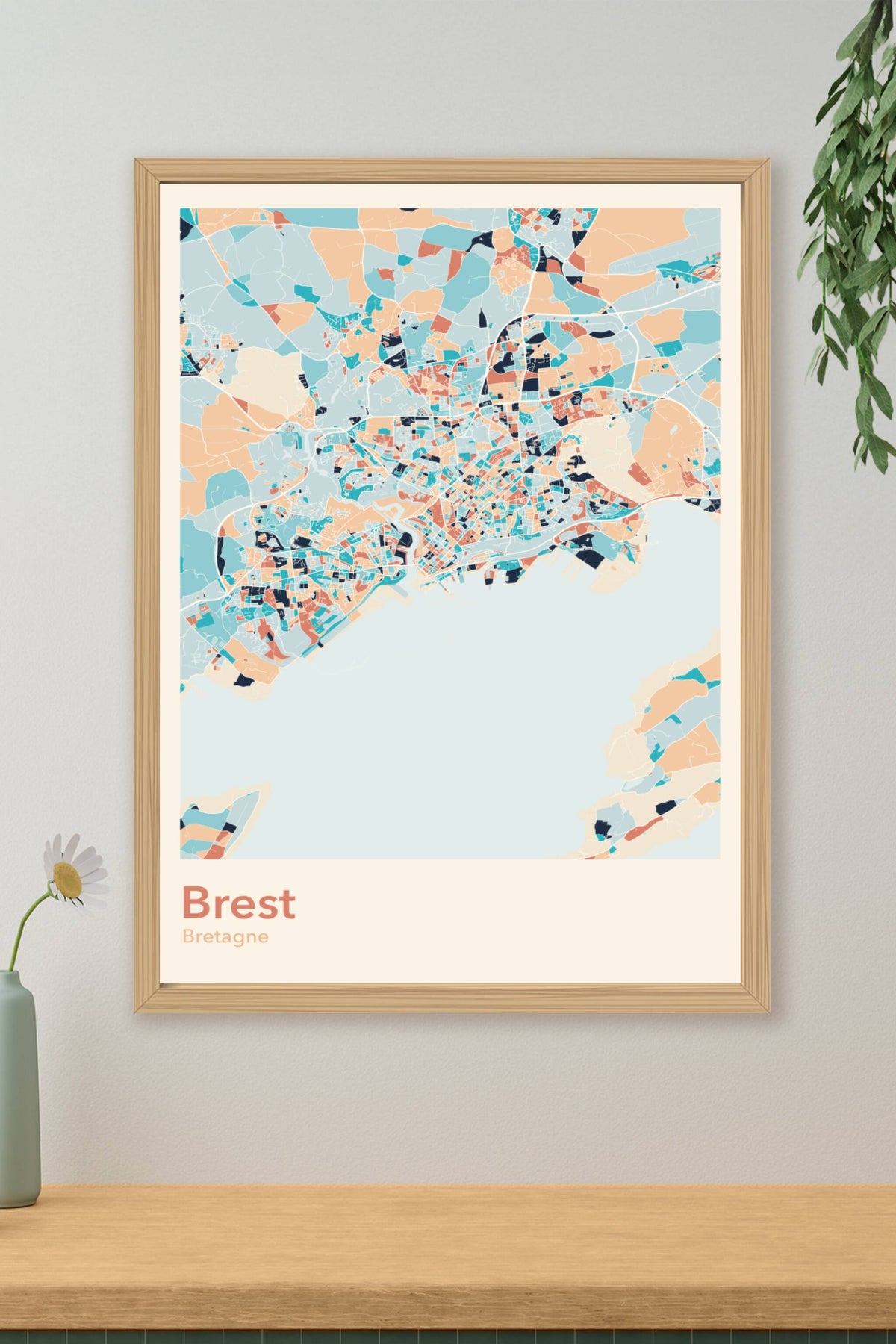 Plan de Brest coloré - Carte personnalisée