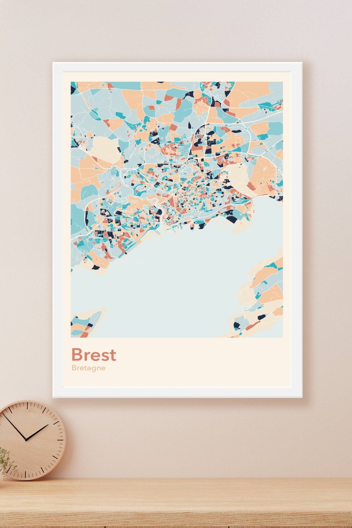 Plan de Brest coloré - Carte personnalisée