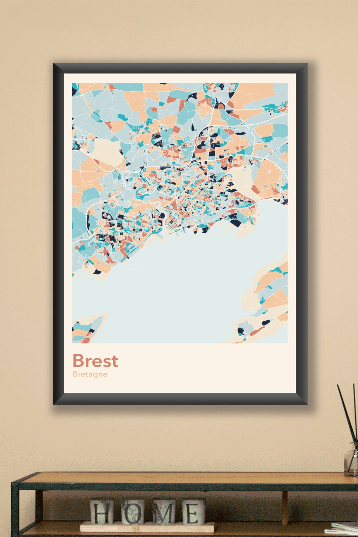 Plan de Brest coloré - Carte personnalisée