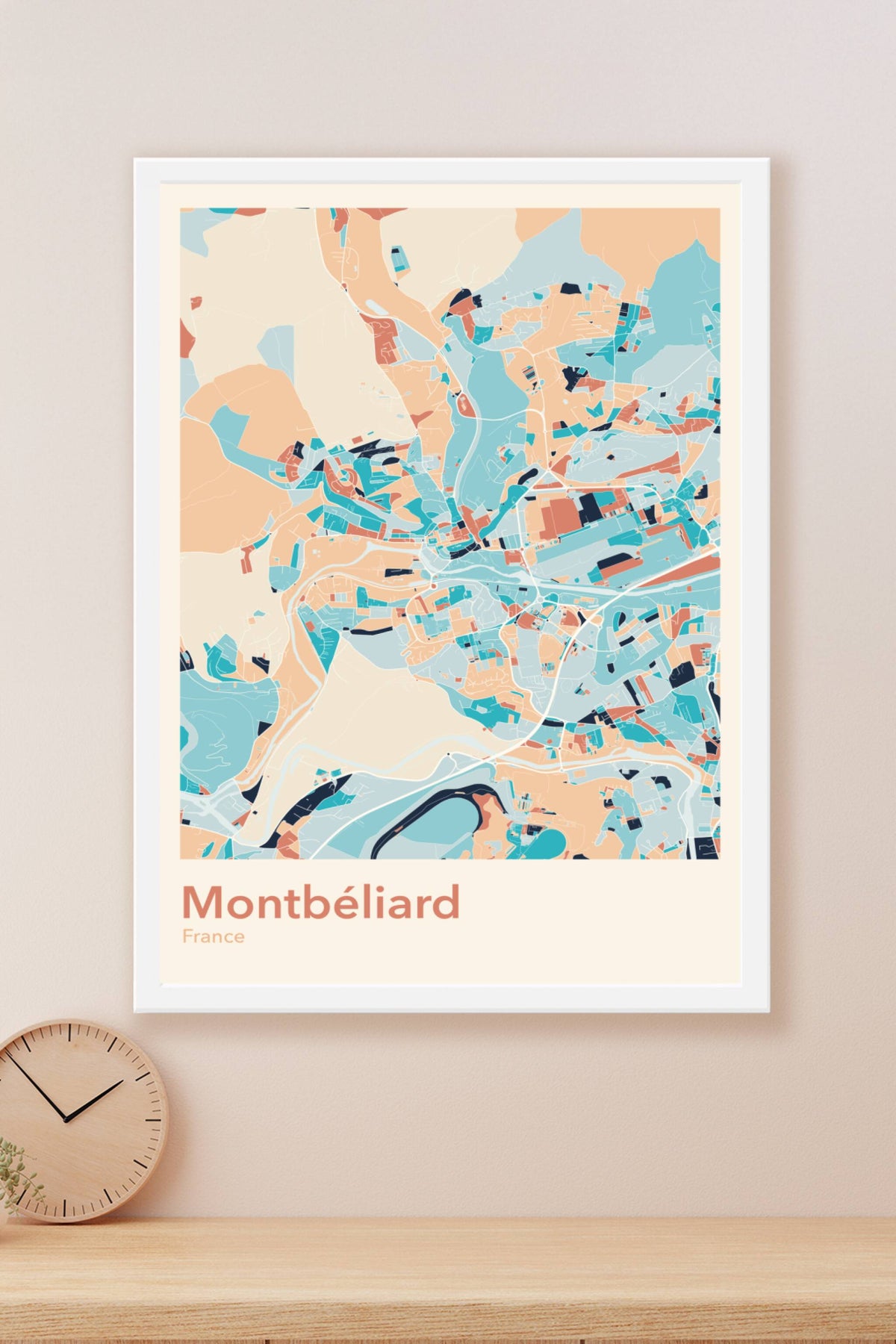 Plan de Montbéliard coloré - Carte personnalisée