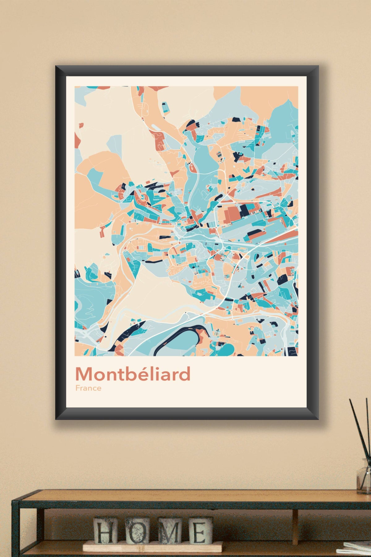 Plan de Montbéliard coloré - Carte personnalisée