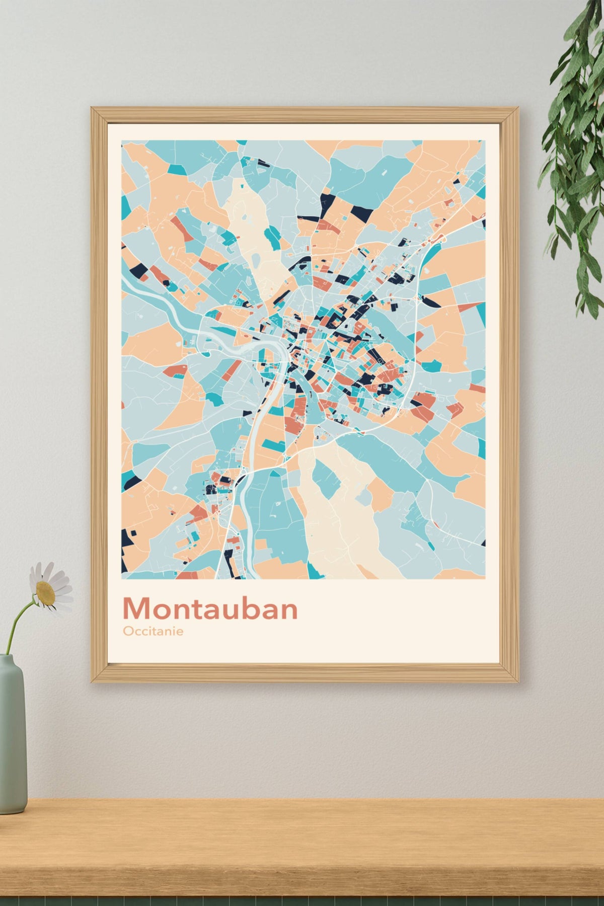 Plan de Montauban coloré - Carte personnalisée