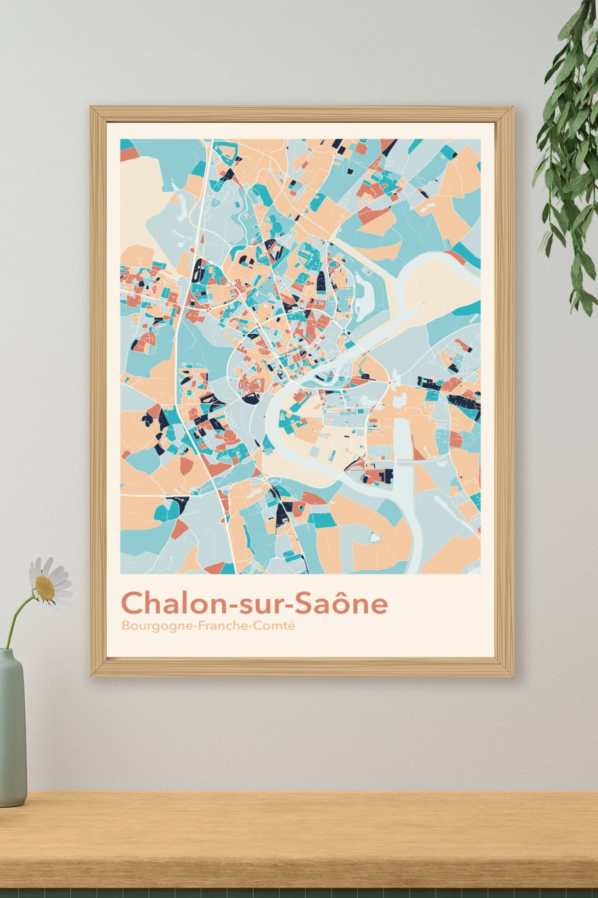 Plan de Chalon-sur-Saône coloré - Carte personnalisée