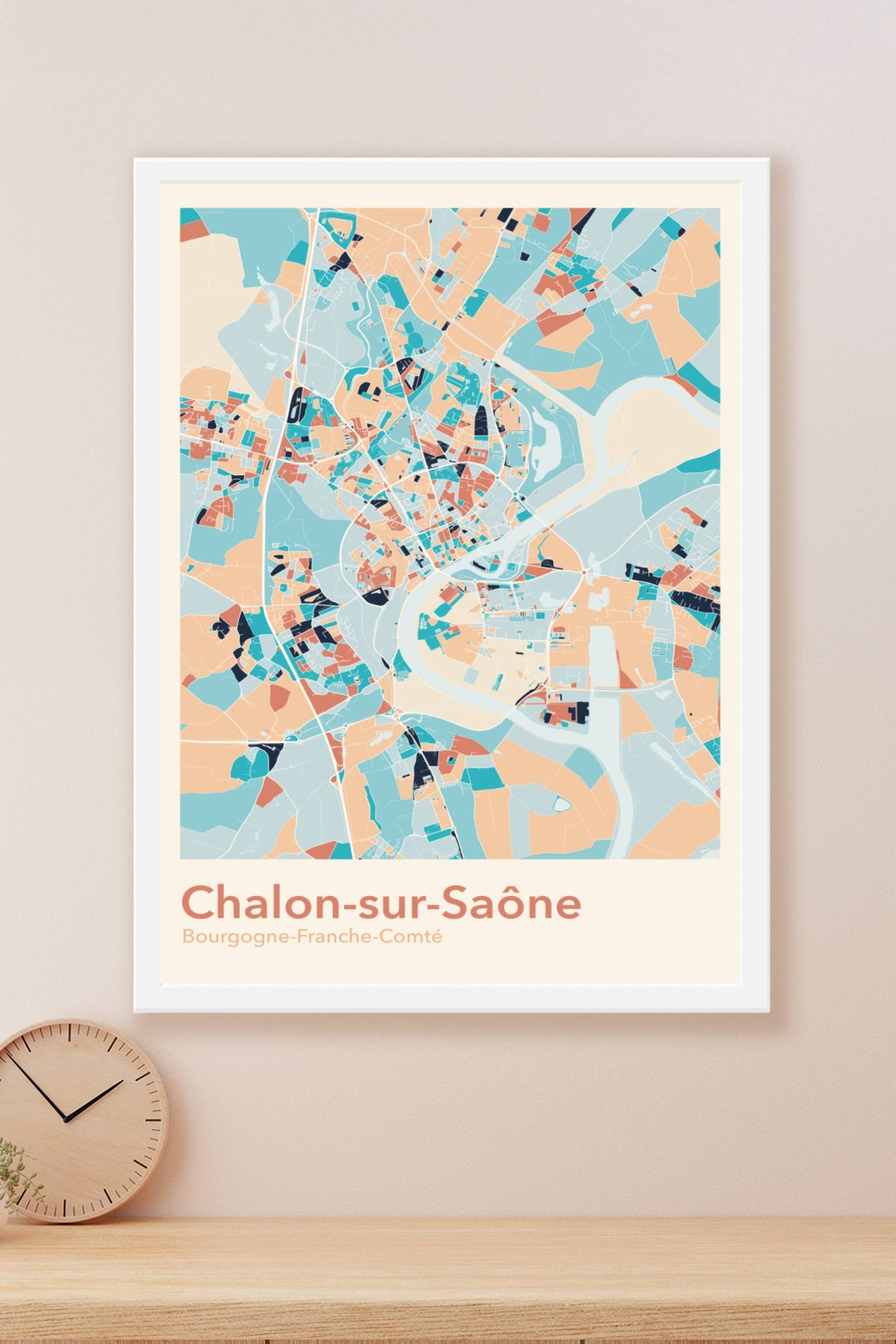 Plan de Chalon-sur-Saône coloré - Carte personnalisée