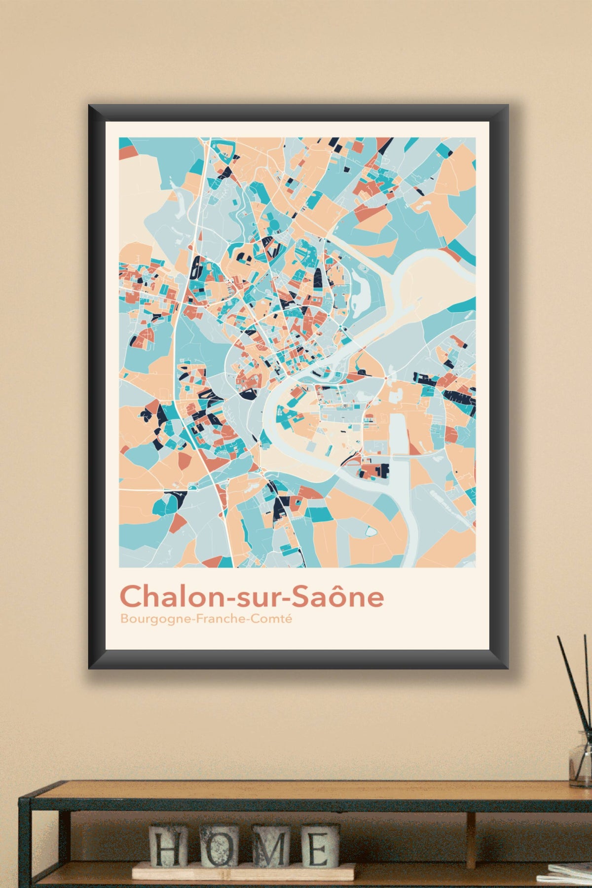 Plan de Chalon-sur-Saône coloré - Carte personnalisée