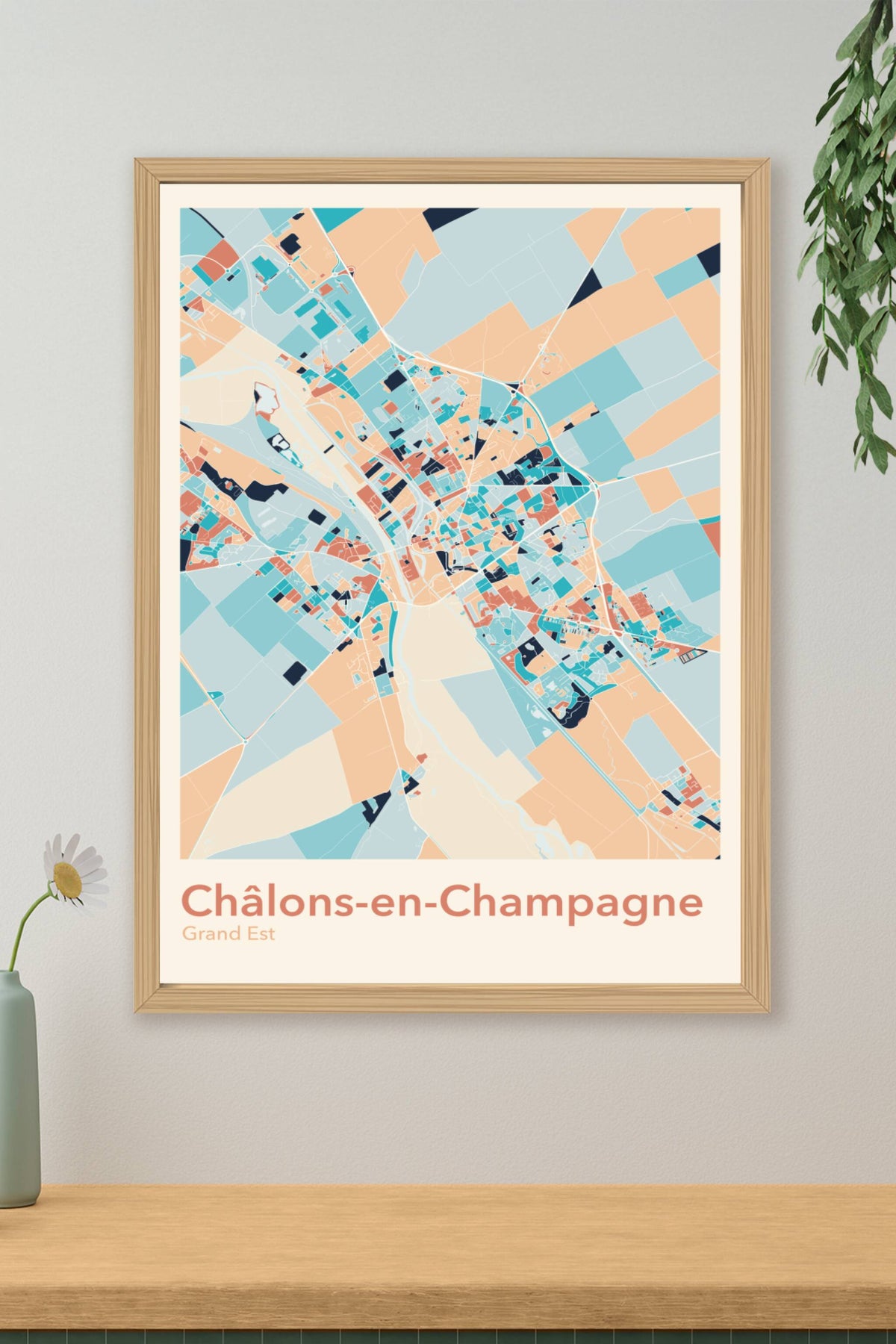 Plan de Châlons-en-Champagne coloré - Carte personnalisée