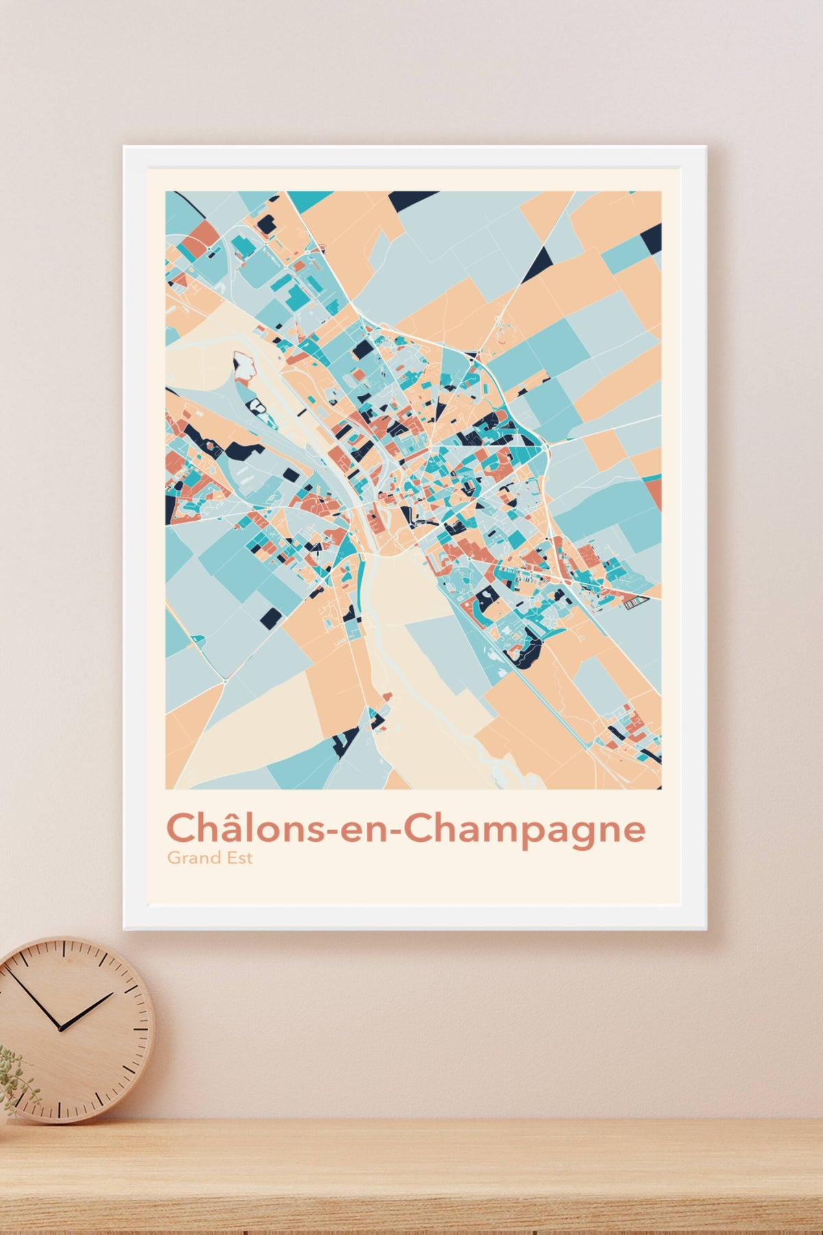 Plan de Châlons-en-Champagne coloré - Carte personnalisée