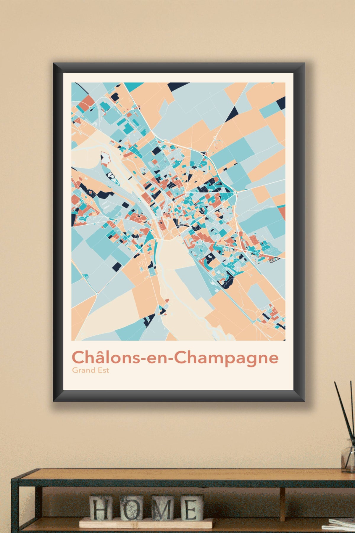 Plan de Châlons-en-Champagne coloré - Carte personnalisée