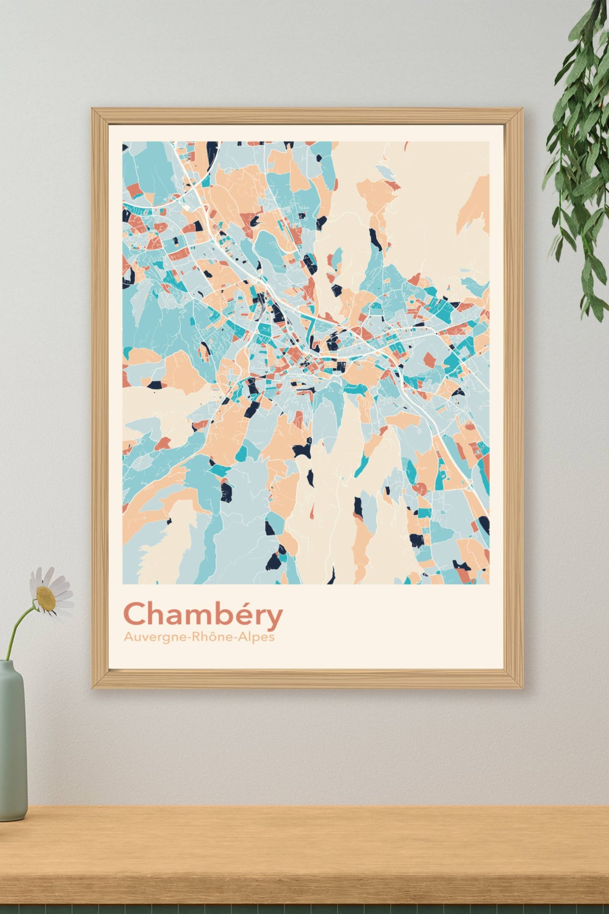 Plan de Chambéry coloré - Carte personnalisée