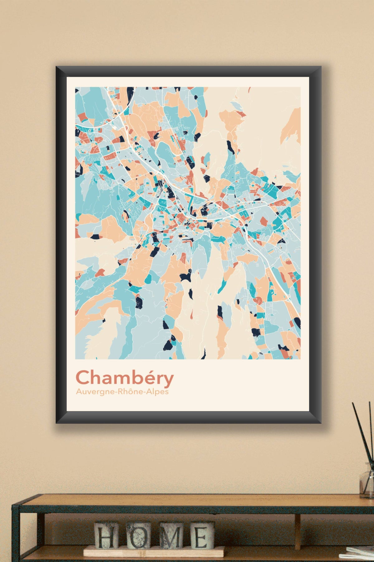 Plan de Chambéry coloré - Carte personnalisée