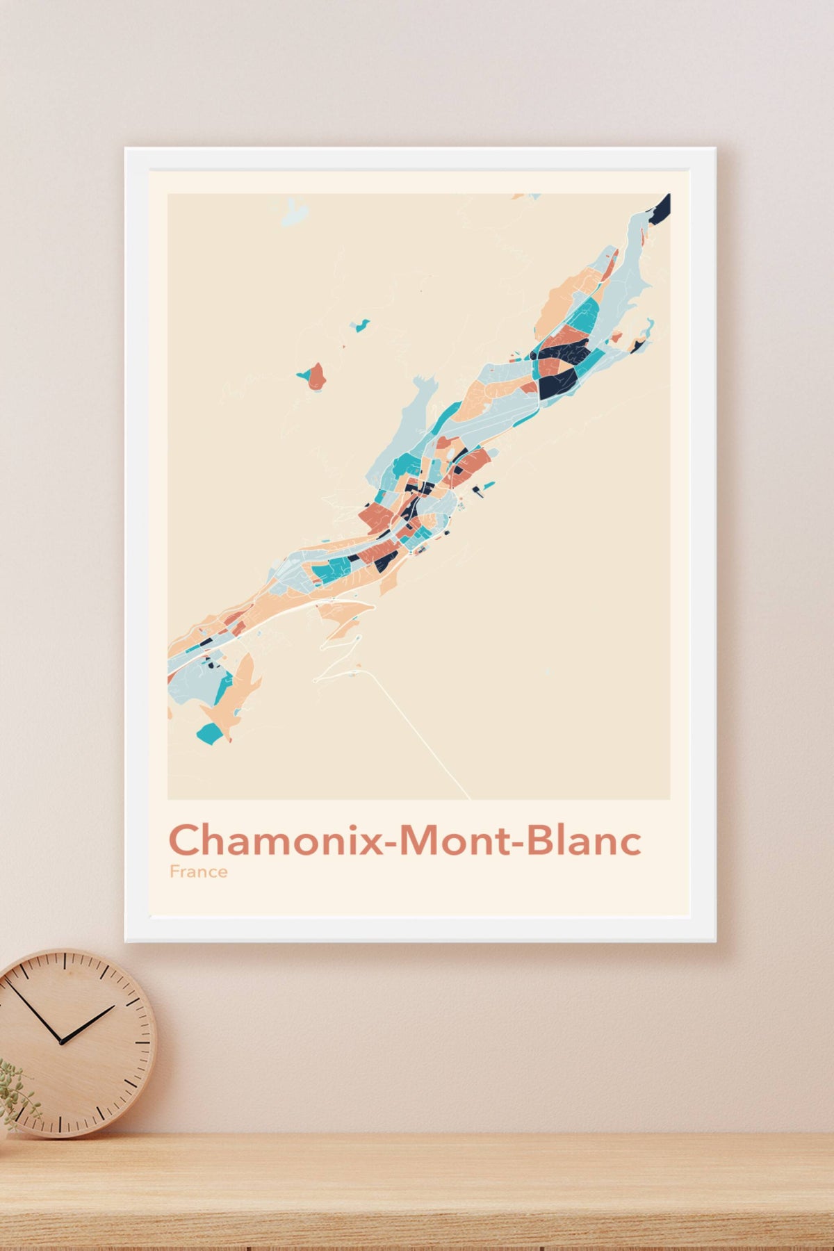 Plan de Chamonix-Mont-Blanc coloré - Carte personnalisée