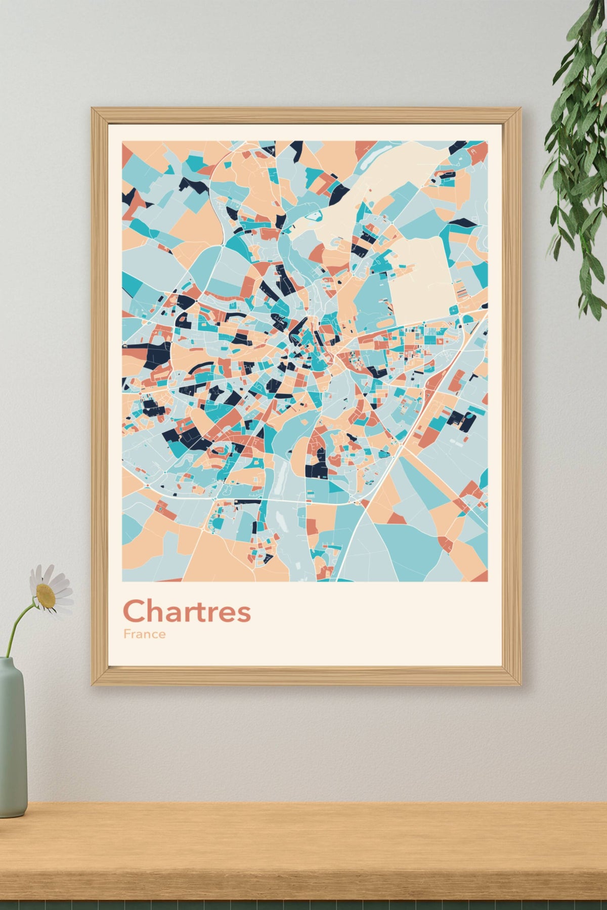 Plan de Chartres coloré - Carte personnalisée