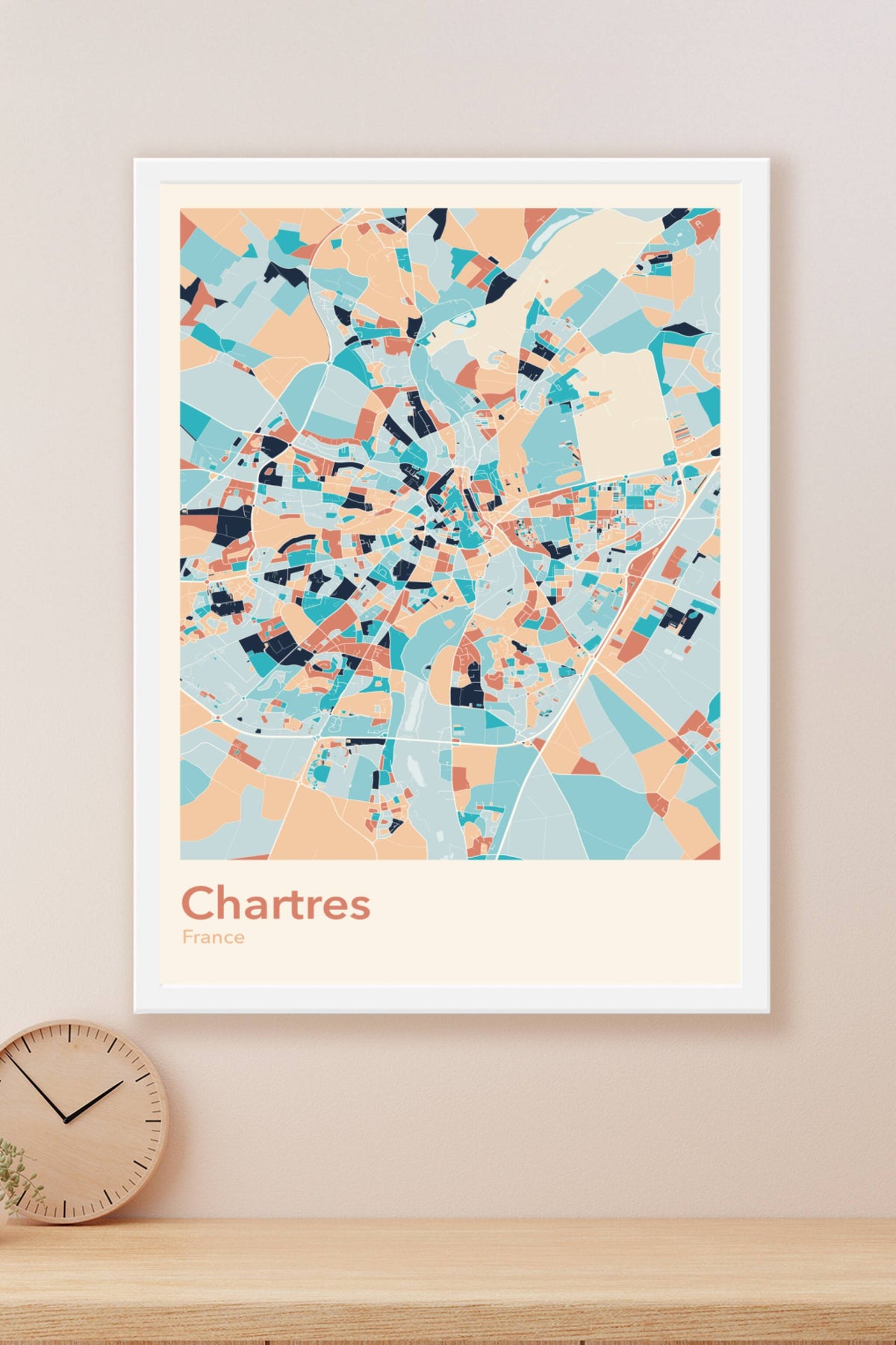 Plan de Chartres coloré - Carte personnalisée