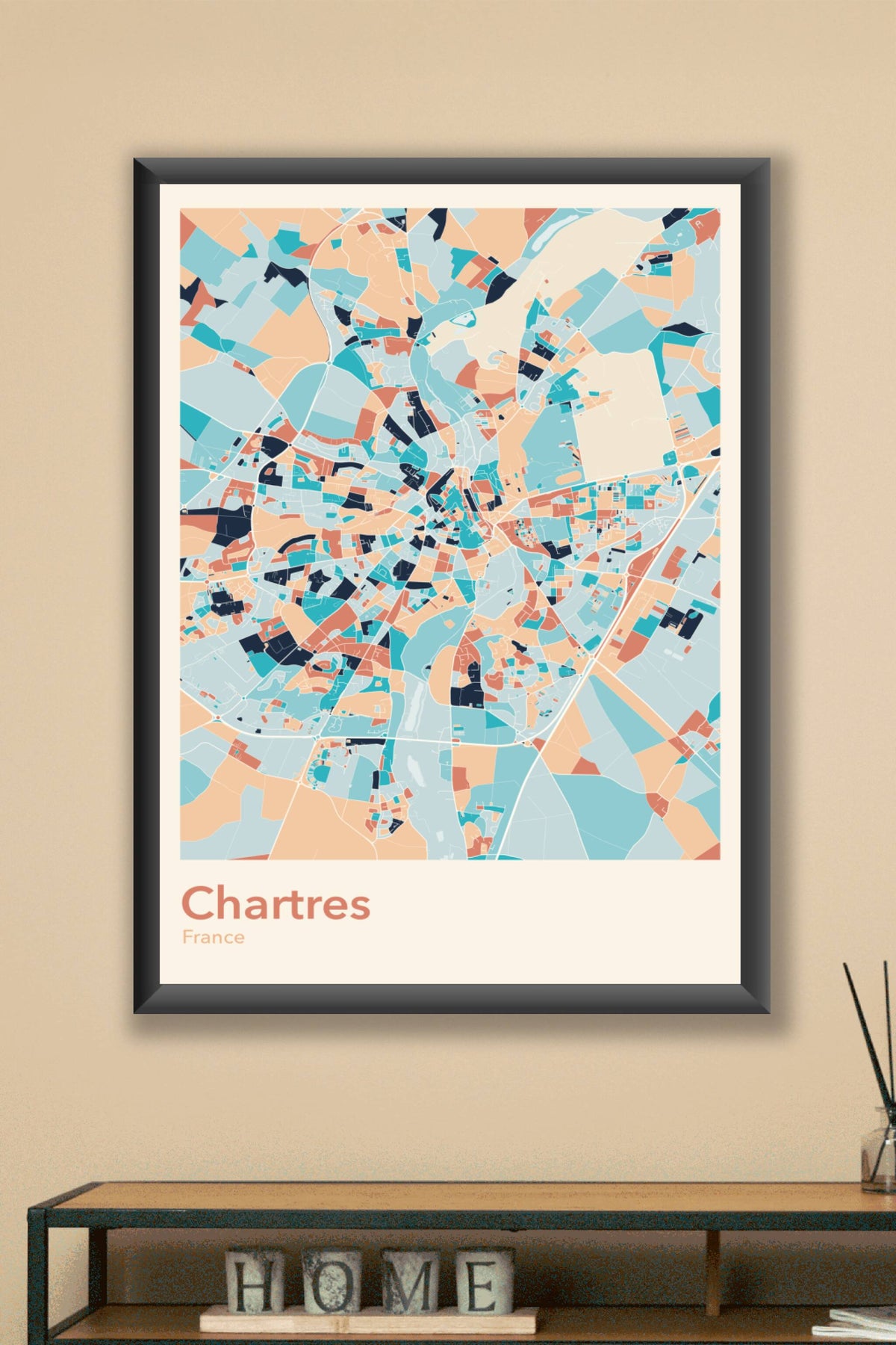 Plan de Chartres coloré - Carte personnalisée