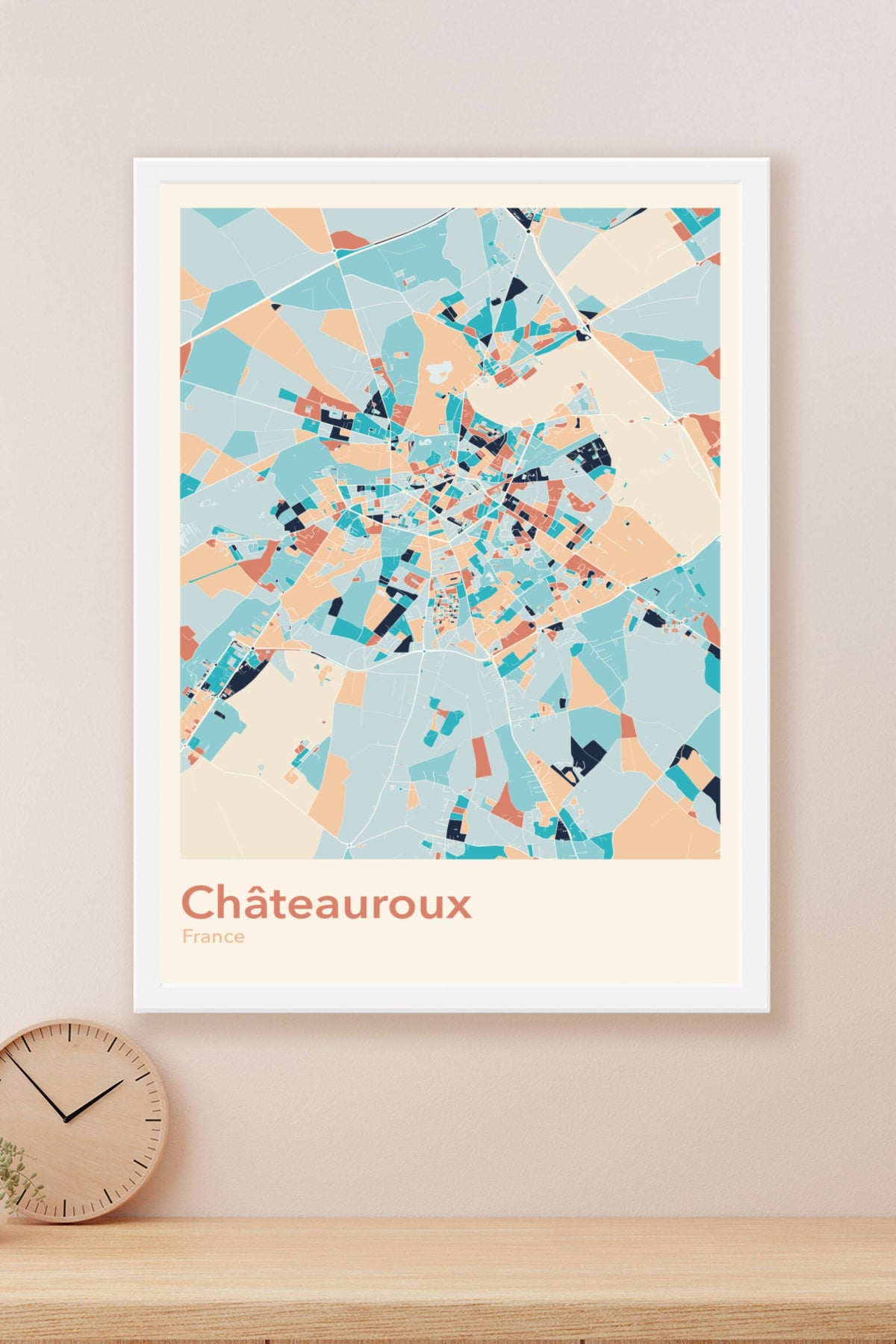 Plan de Châteauroux coloré - Carte personnalisée