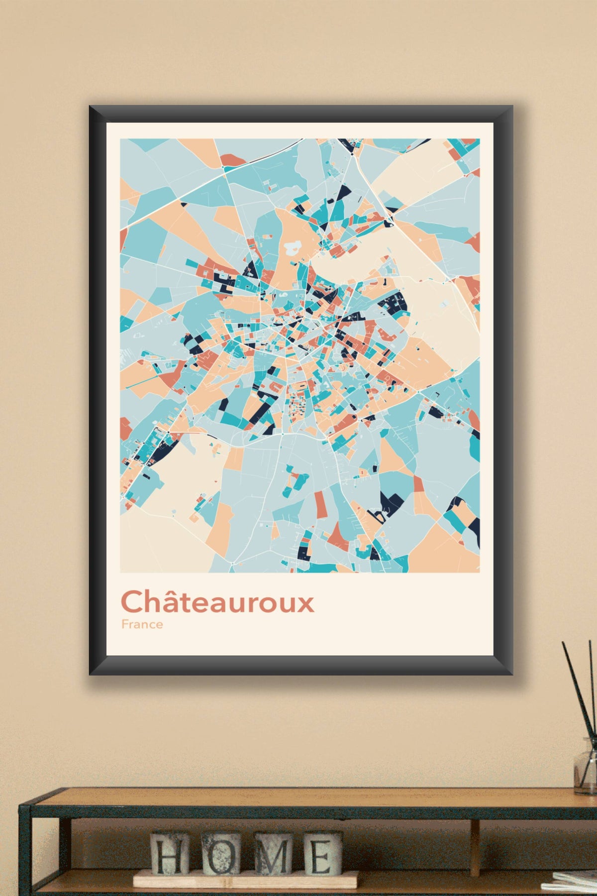 Plan de Châteauroux coloré - Carte personnalisée