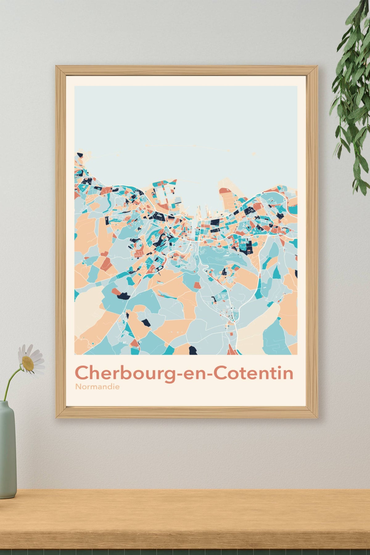 Plan de Cherbourg-en-Cotentin coloré - Carte personnalisée