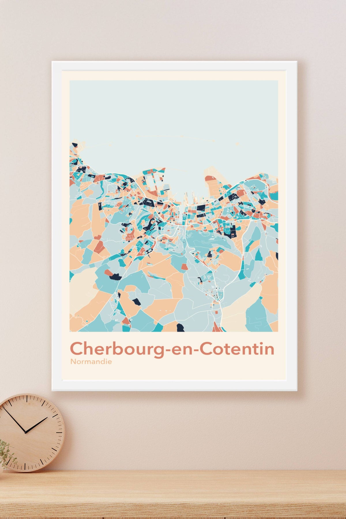 Plan de Cherbourg-en-Cotentin coloré - Carte personnalisée