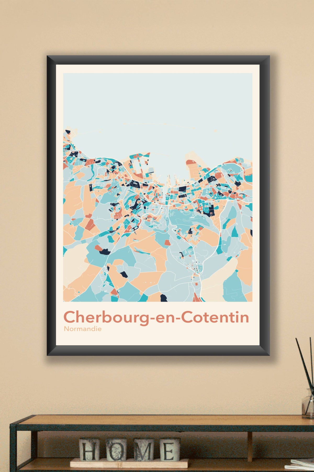 Plan de Cherbourg-en-Cotentin coloré - Carte personnalisée