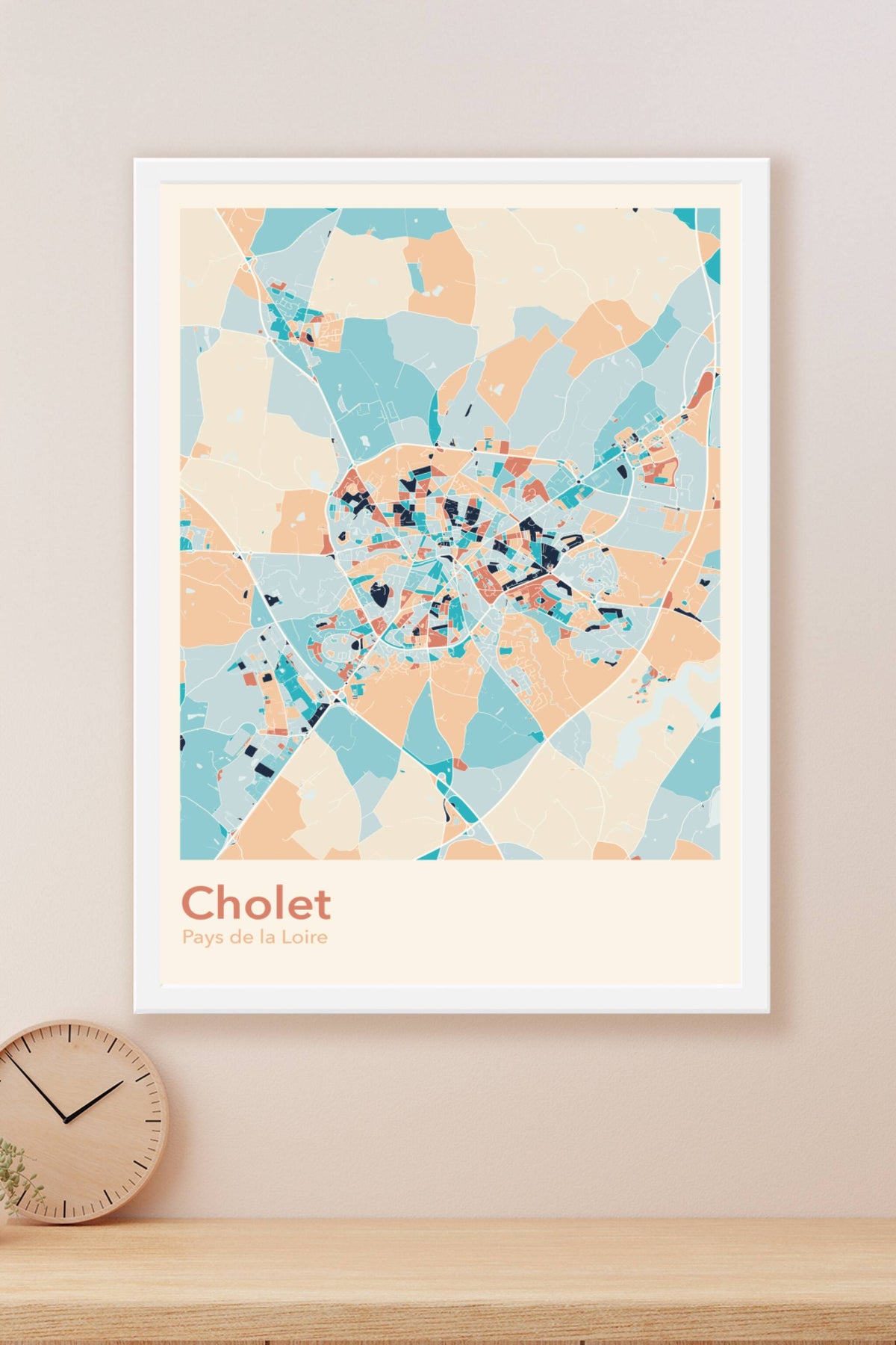 Plan de Cholet coloré - Carte personnalisée
