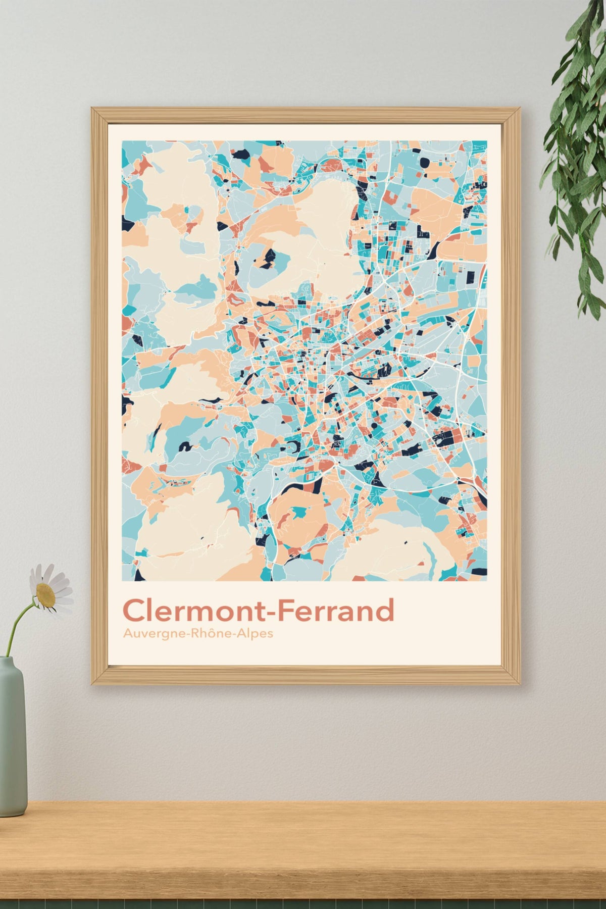Plan de Clermont-Ferrand coloré - Carte personnalisée