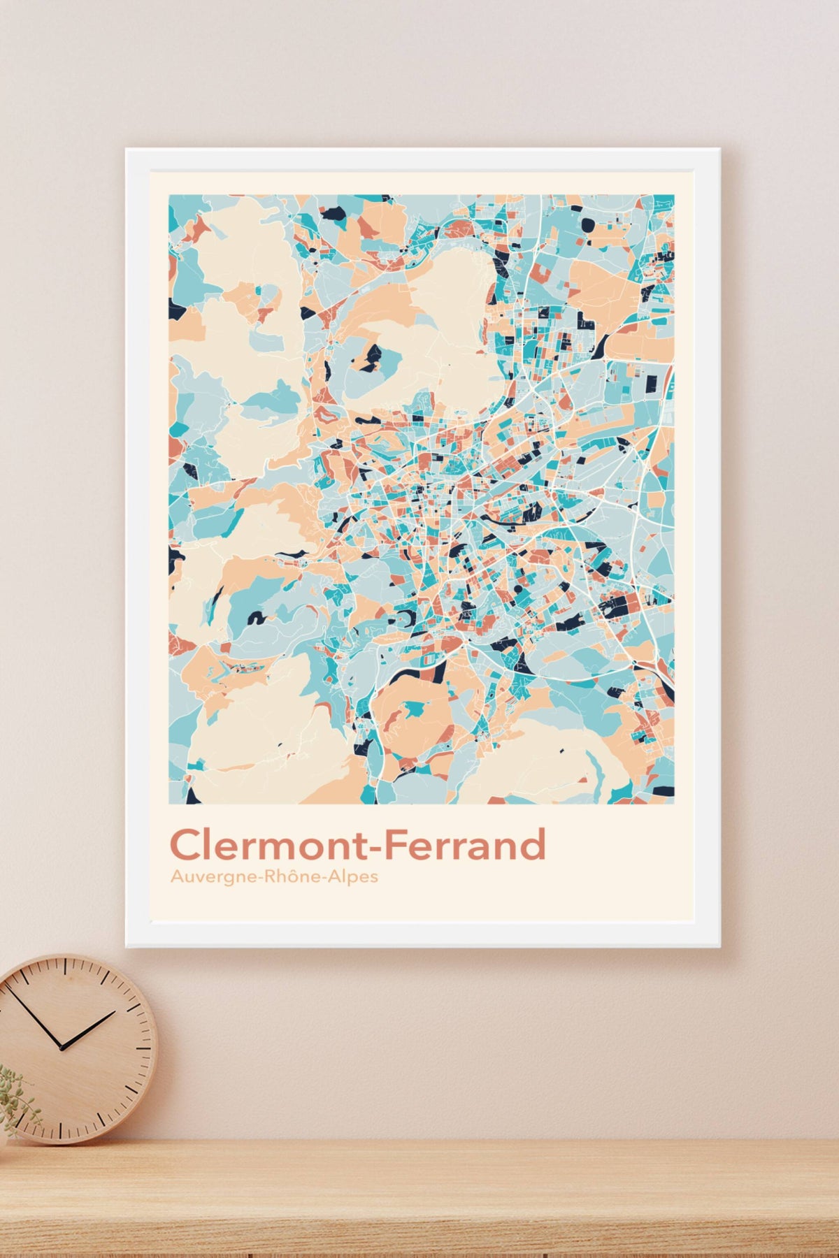 Plan de Clermont-Ferrand coloré - Carte personnalisée