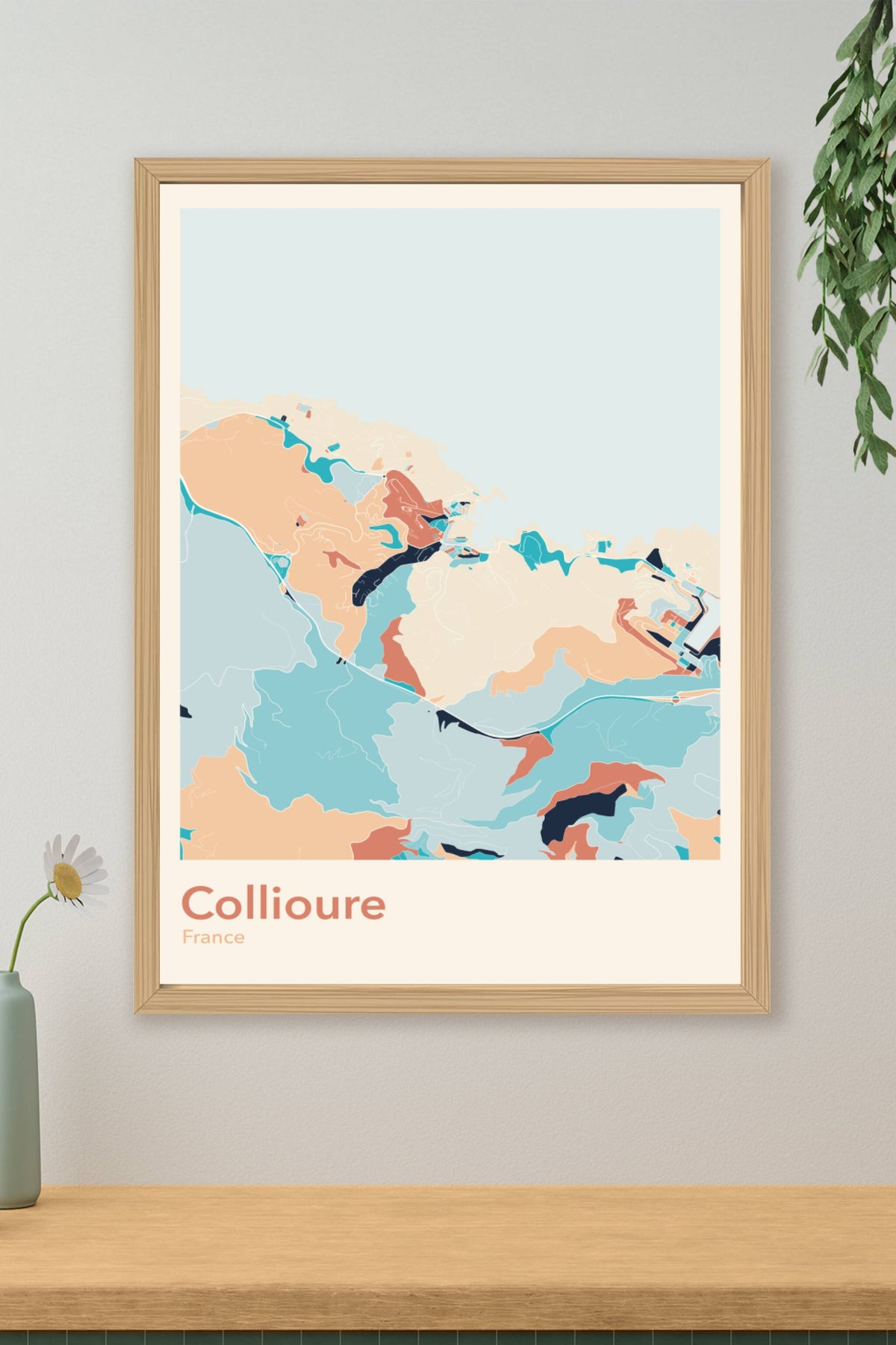Plan de Collioure coloré - Carte personnalisée
