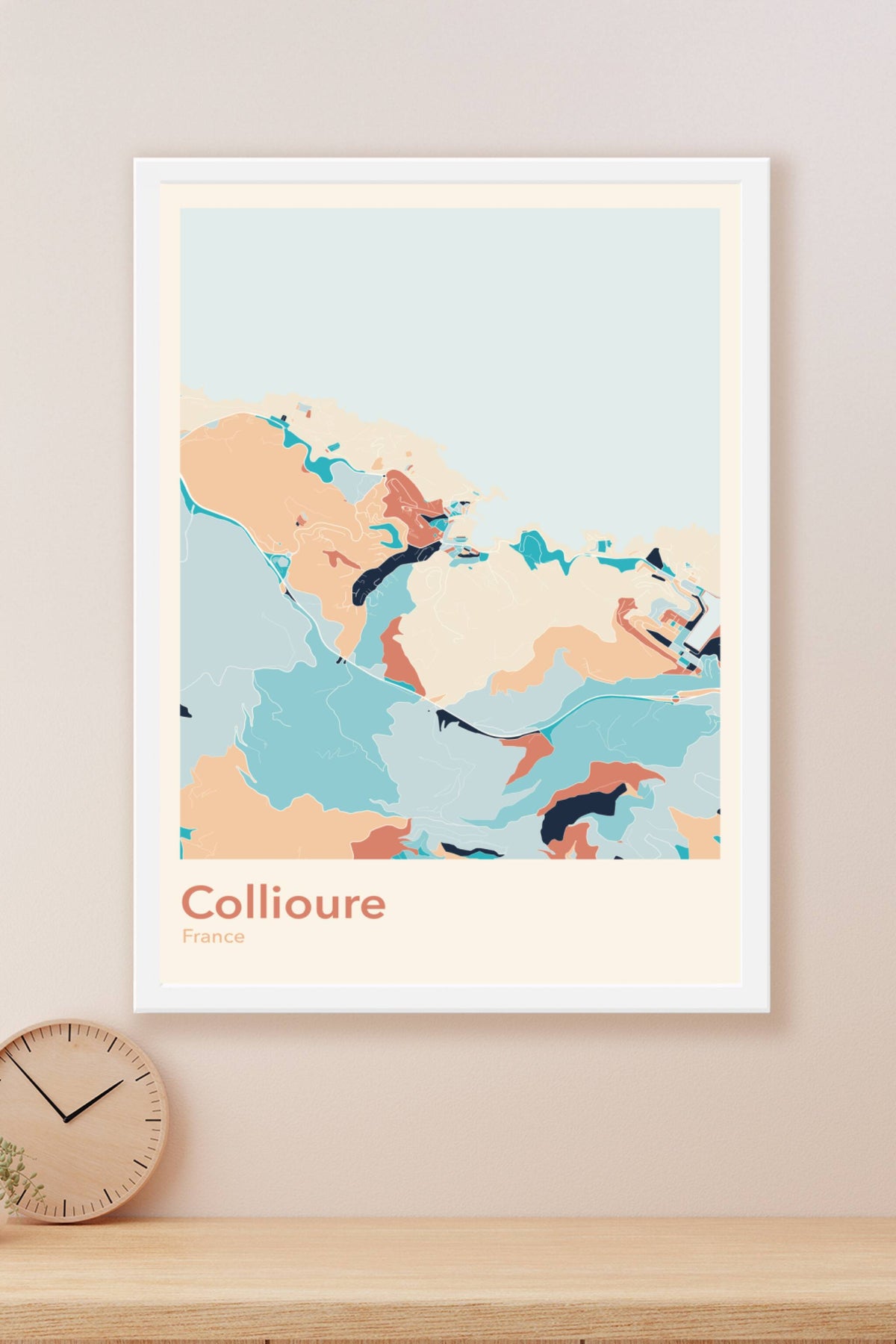 Plan de Collioure coloré - Carte personnalisée