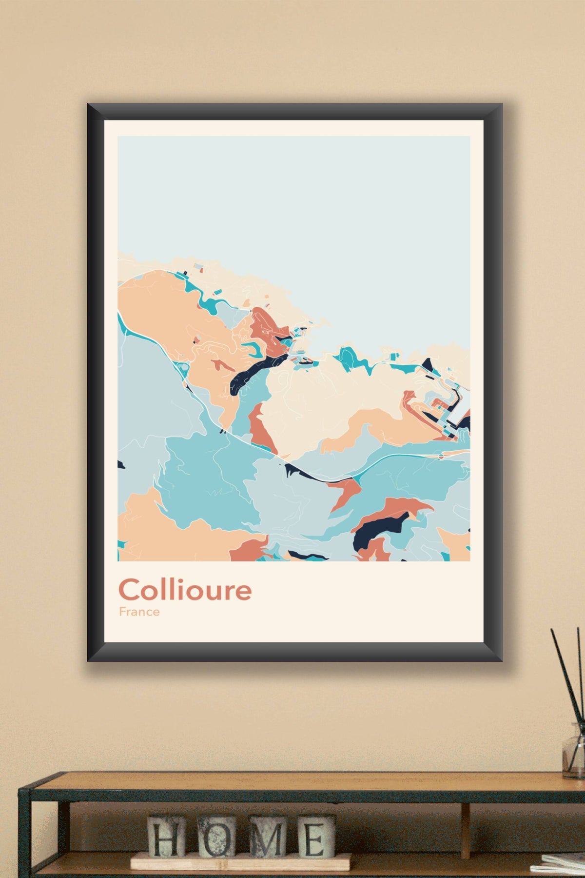 Plan de Collioure coloré - Carte personnalisée