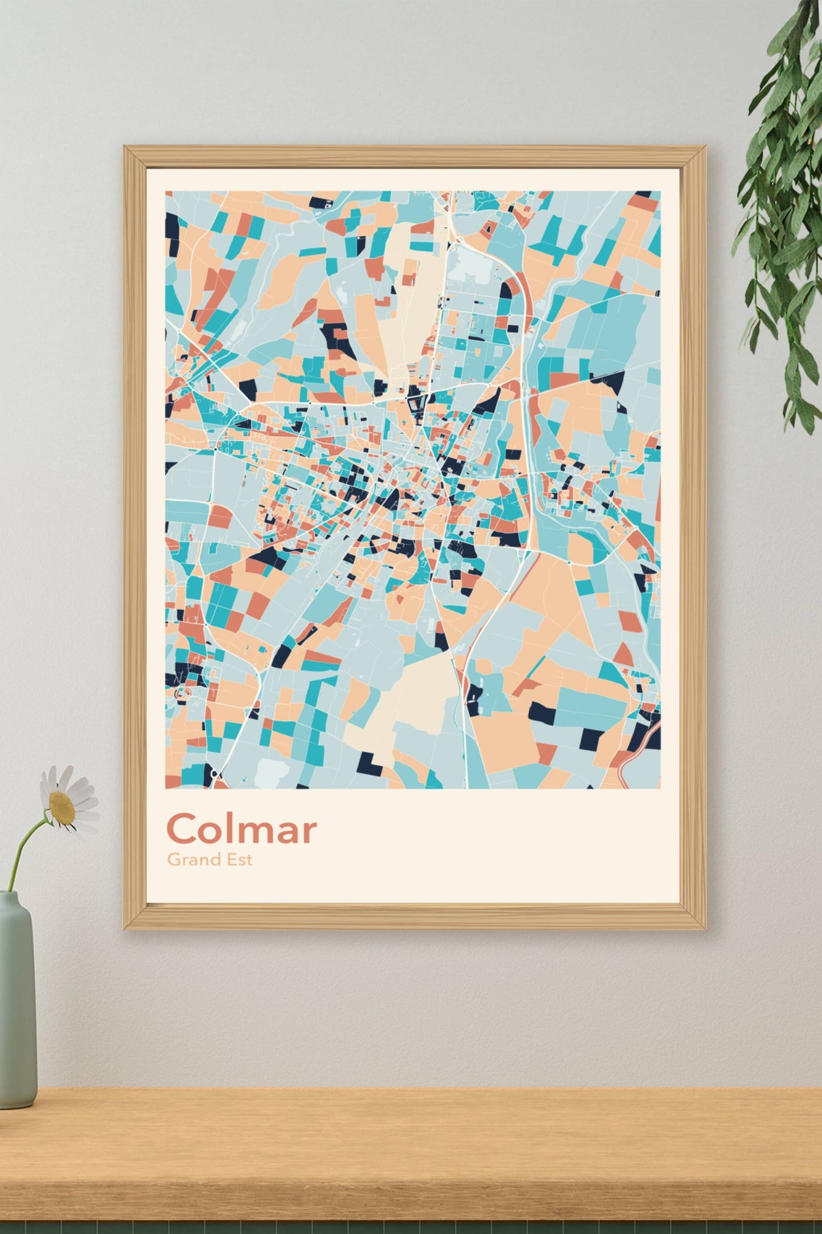 Plan de Colmar coloré - Carte personnalisée