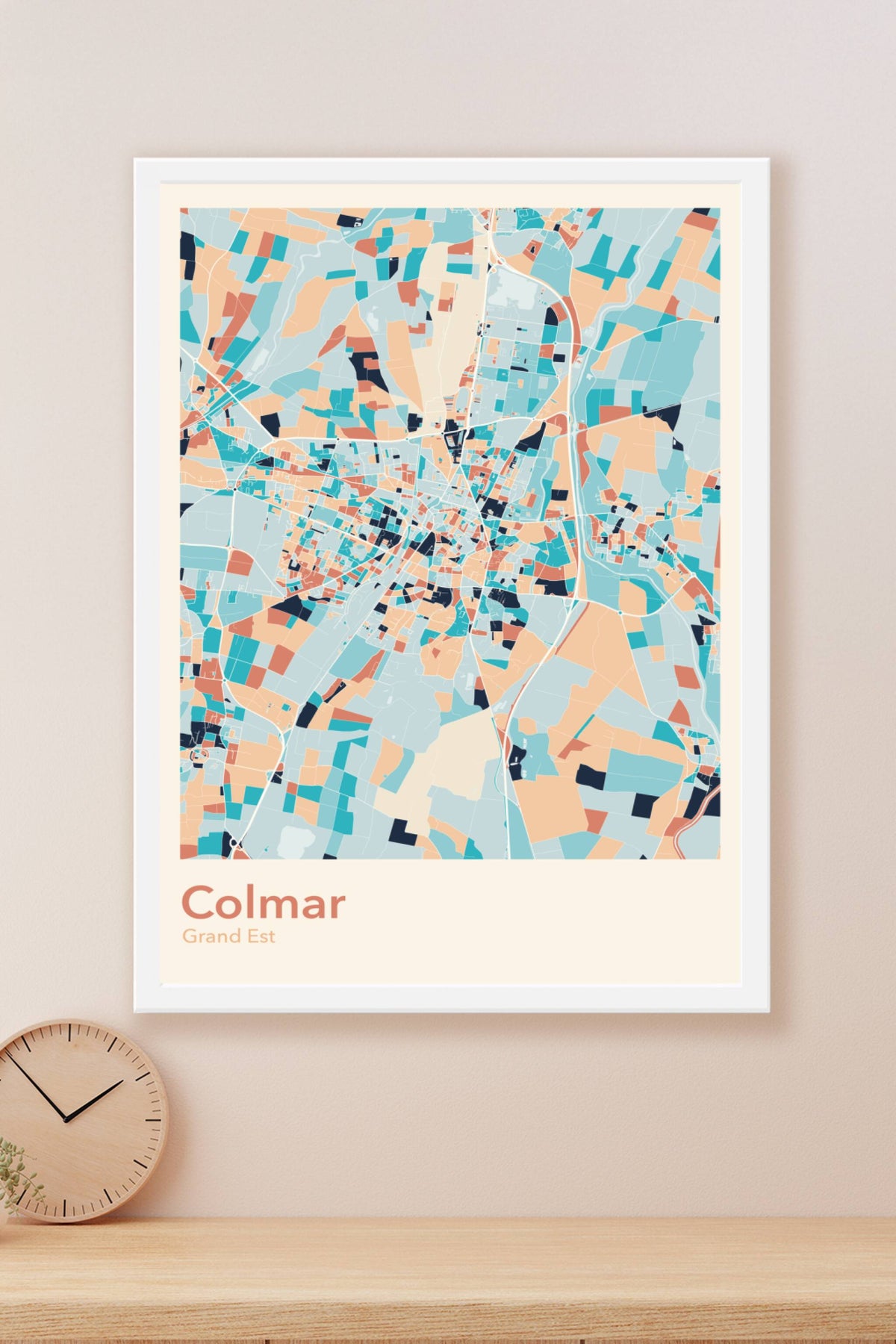 Plan de Colmar coloré - Carte personnalisée