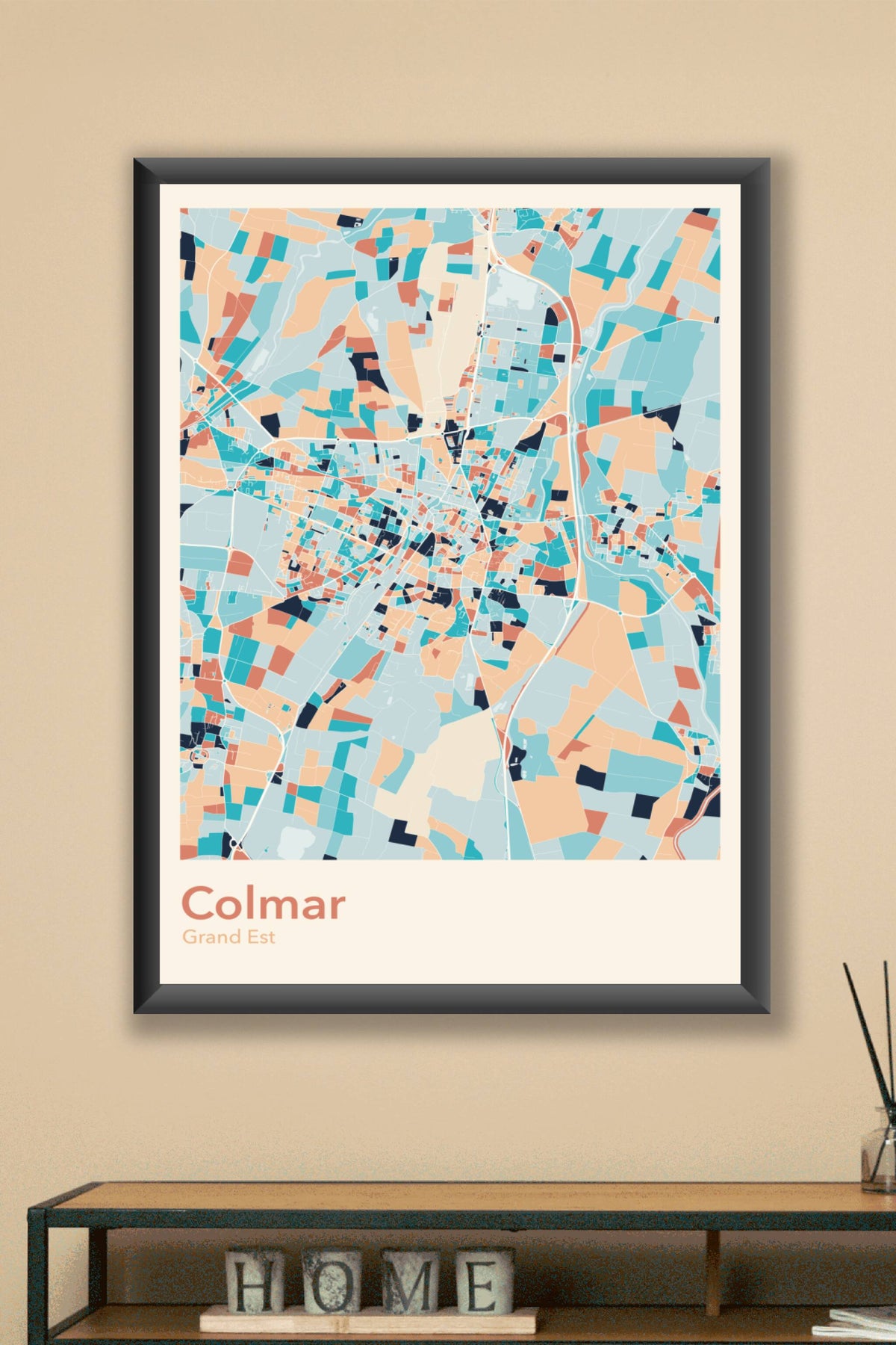 Plan de Colmar coloré - Carte personnalisée