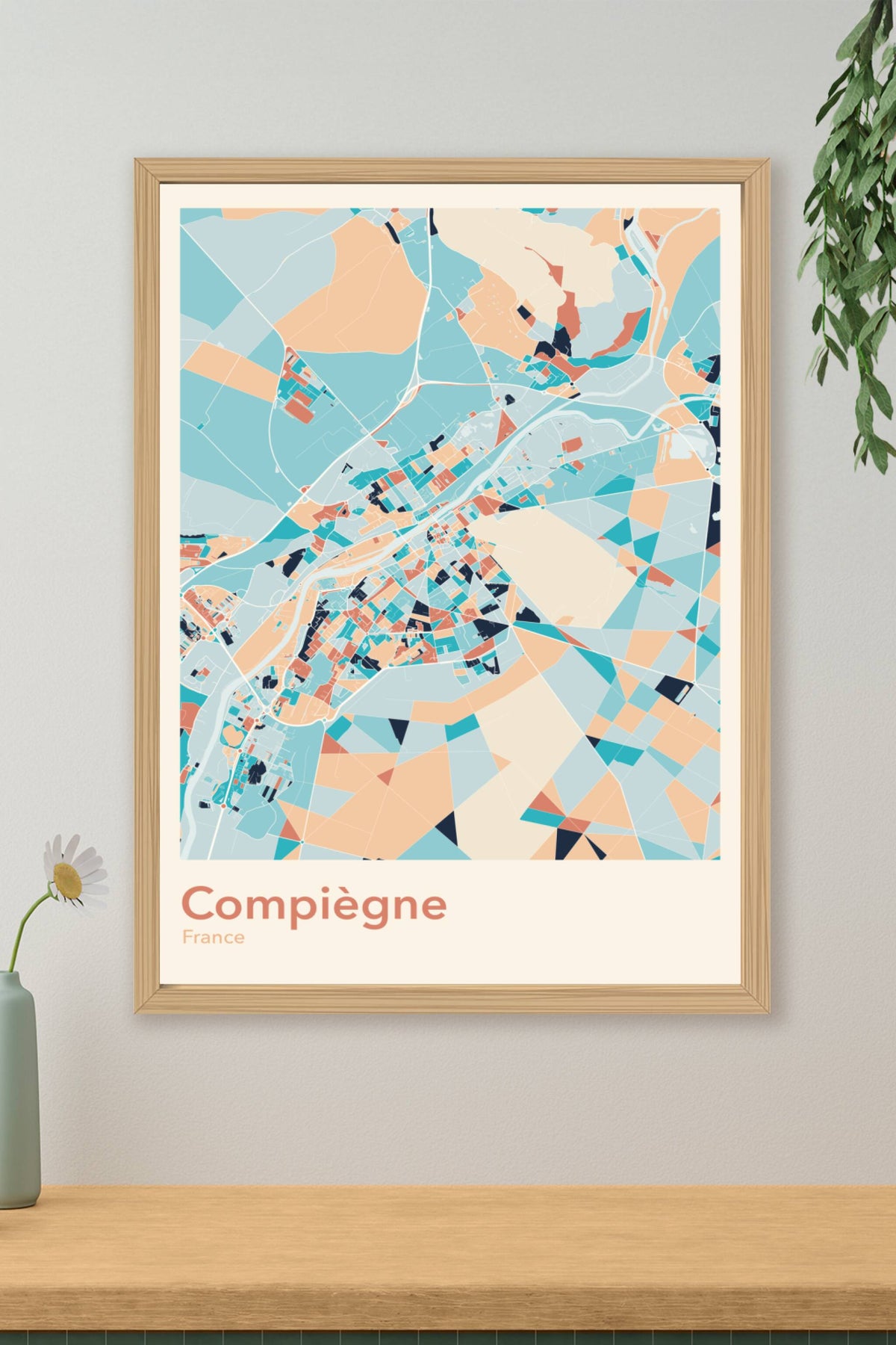 Plan de Compiègne coloré - Carte personnalisée