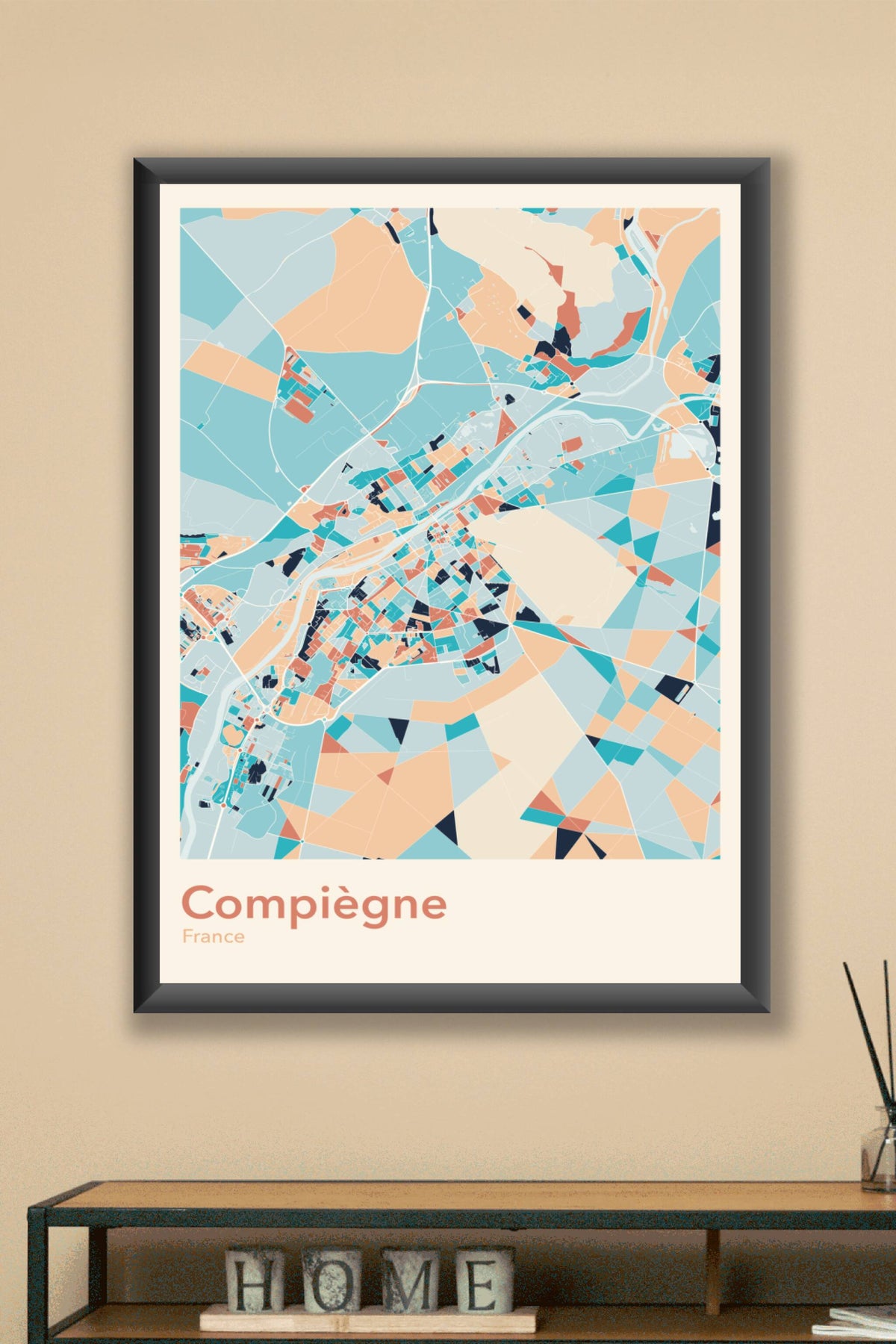 Plan de Compiègne coloré - Carte personnalisée