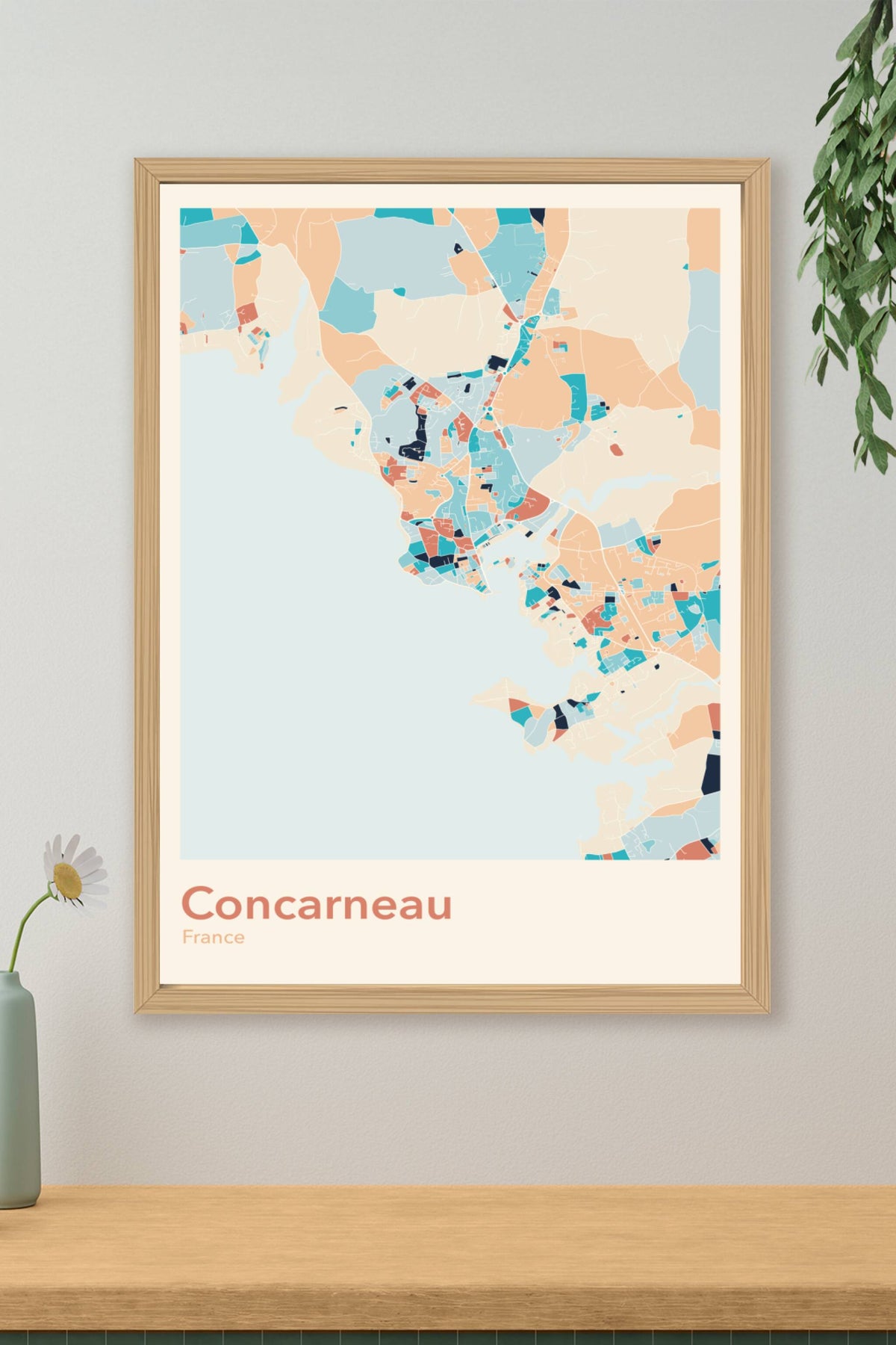 Plan de Concarneau coloré - Carte personnalisée