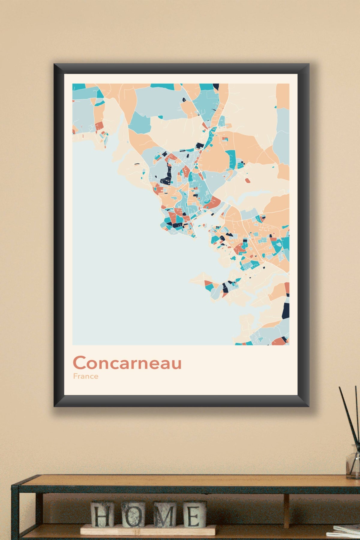 Plan de Concarneau coloré - Carte personnalisée