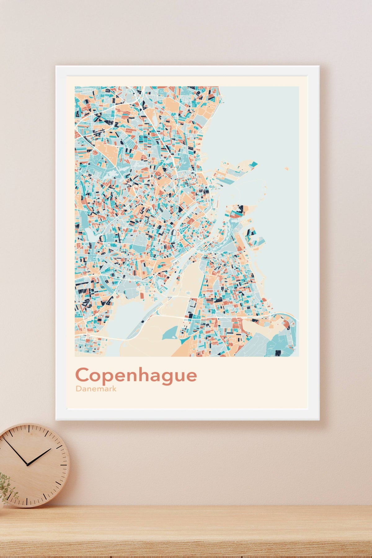 Plan de Copenhague coloré - Carte personnalisée