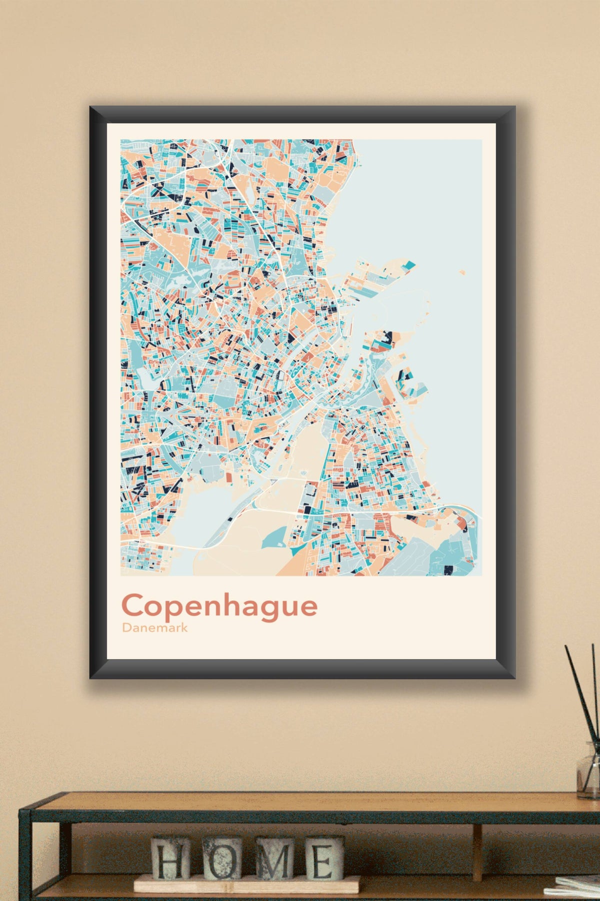 Plan de Copenhague coloré - Carte personnalisée