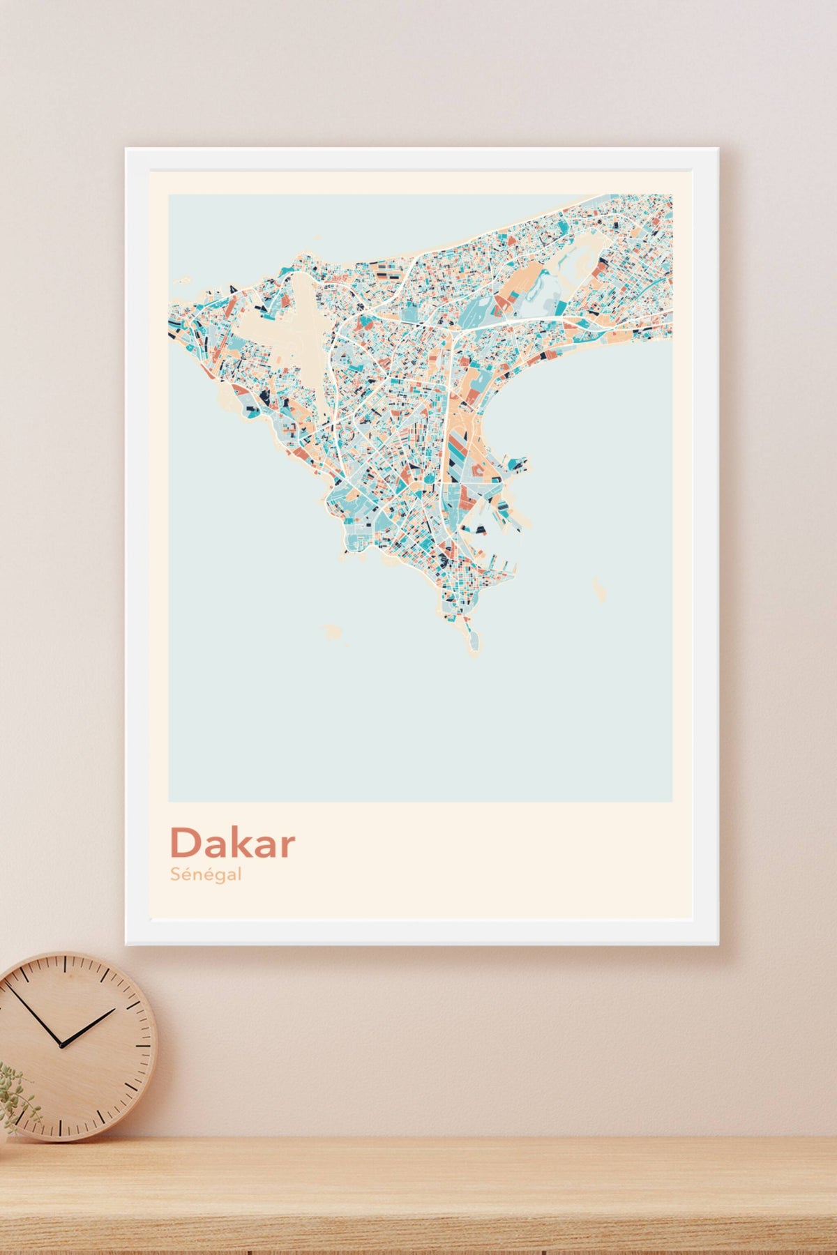 Plan de Dakar coloré - Carte personnalisée