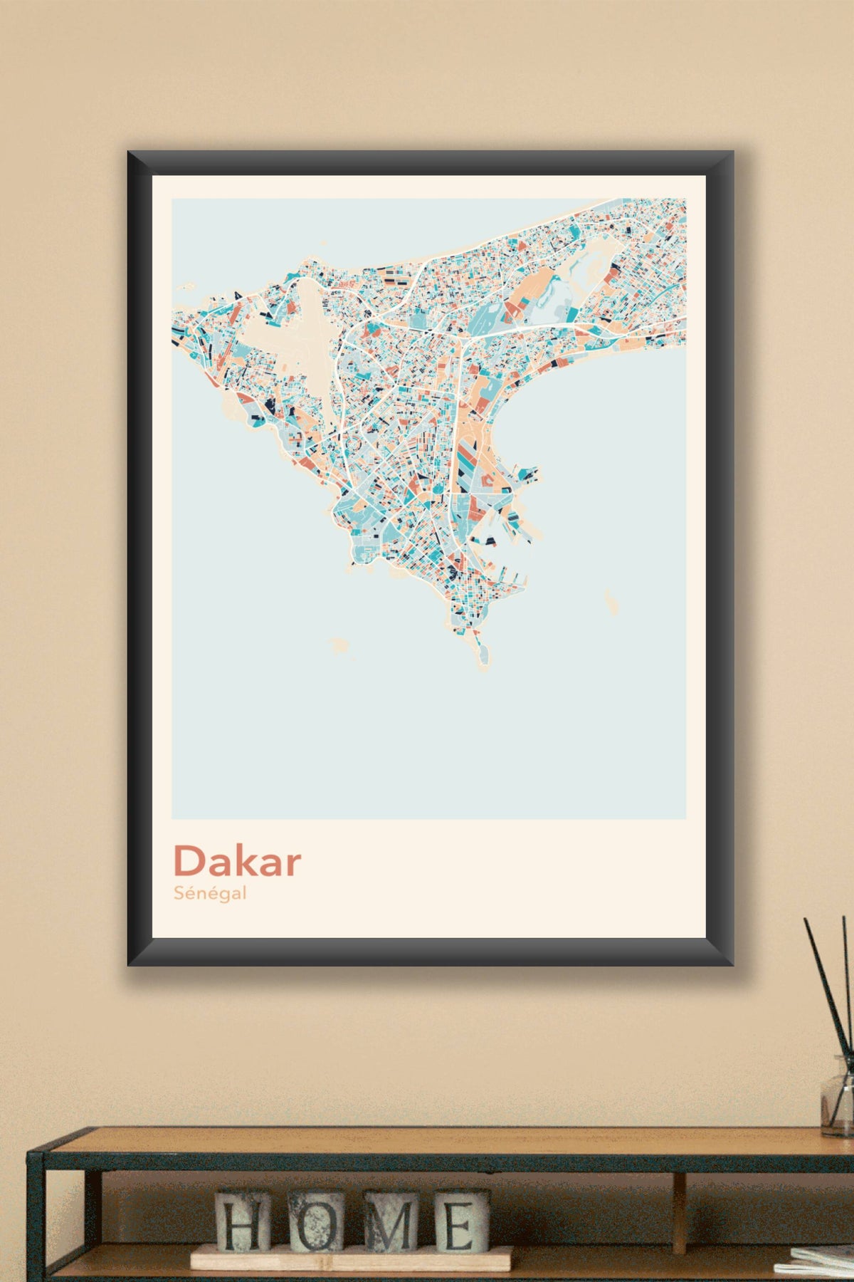 Plan de Dakar coloré - Carte personnalisée