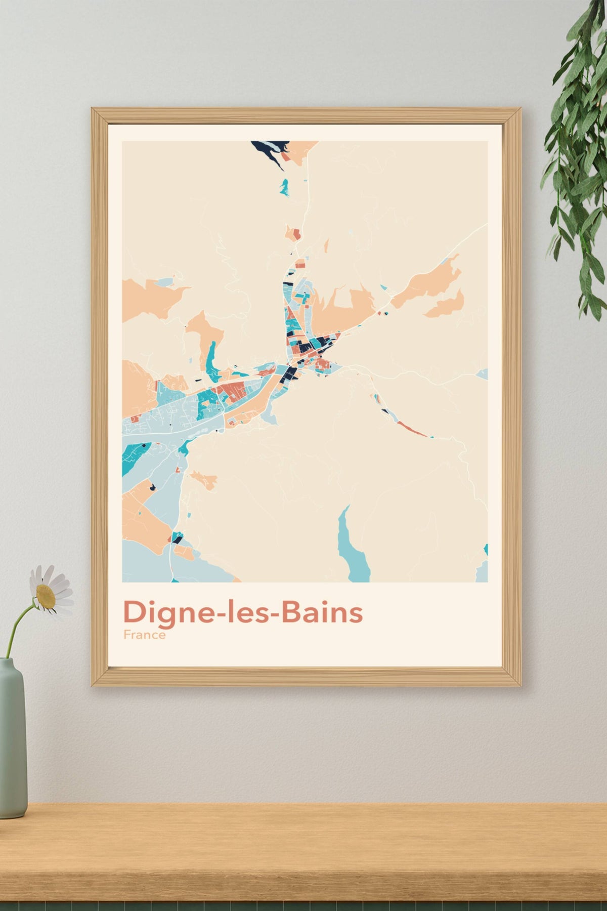 Plan de Digne-les-Bains coloré - Carte personnalisée