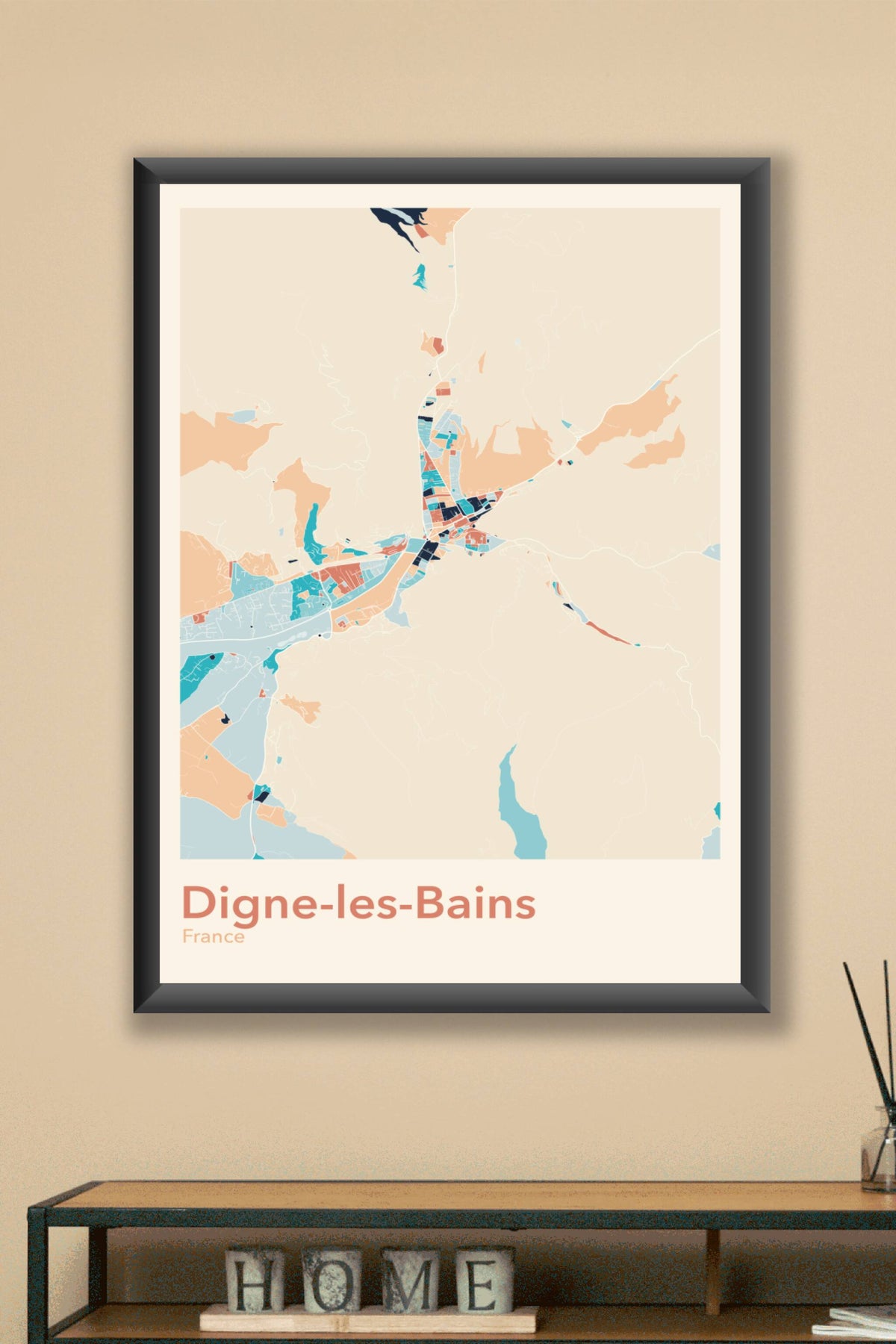 Plan de Digne-les-Bains coloré - Carte personnalisée